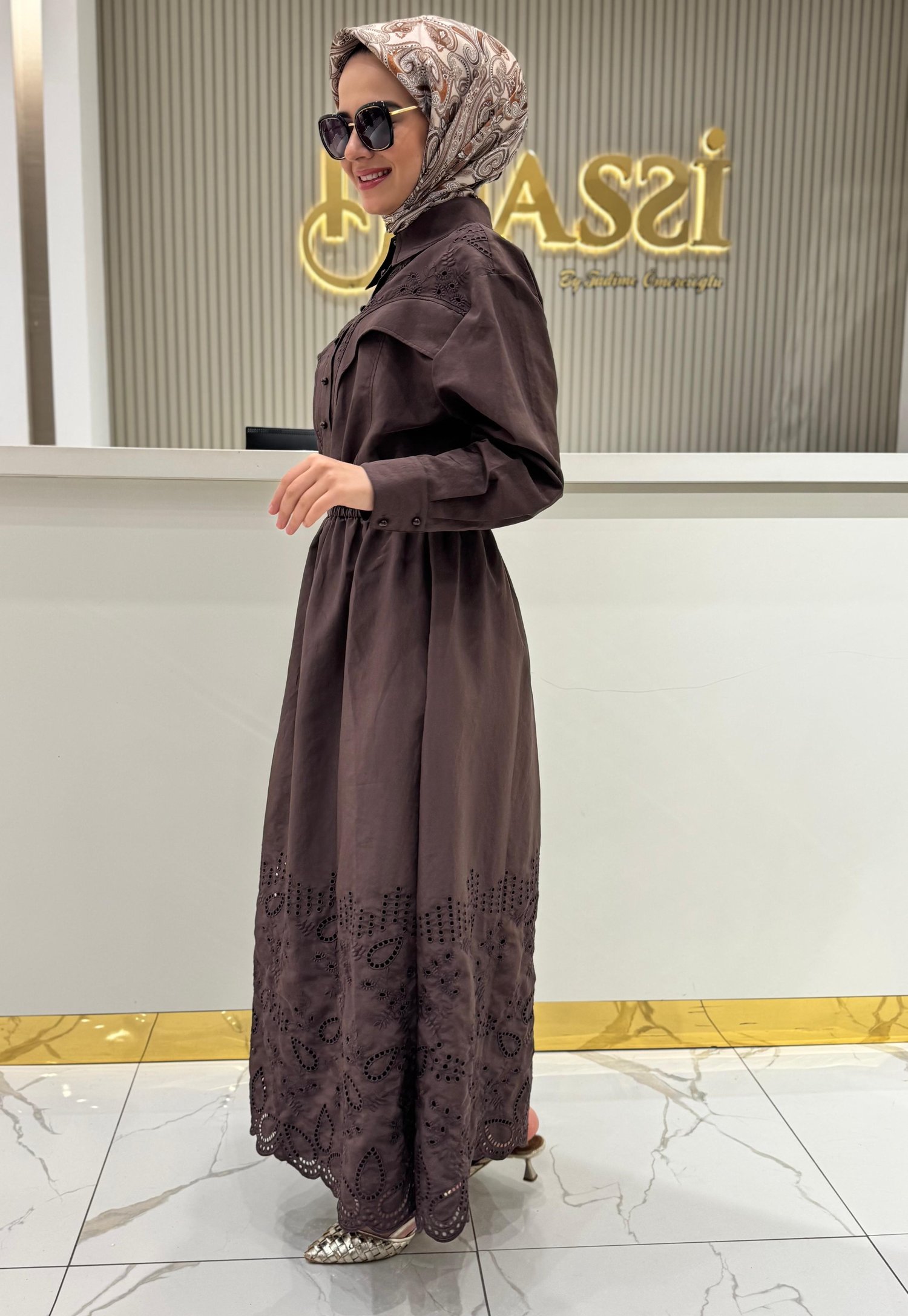 Clande 5023 Elbise  - KAHVE