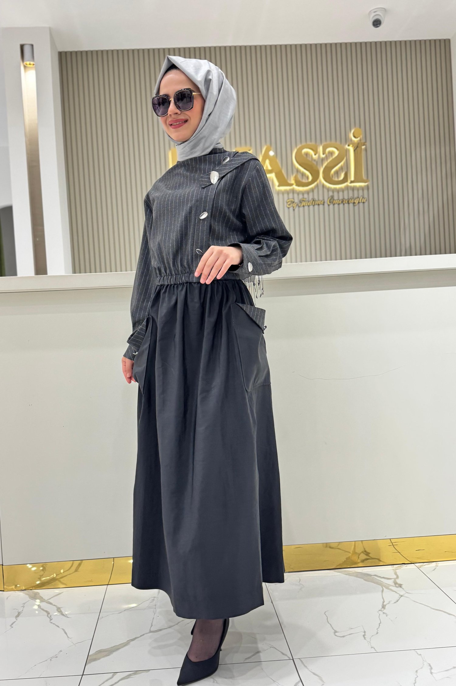 Clande 5027 Elbise  - Siyah