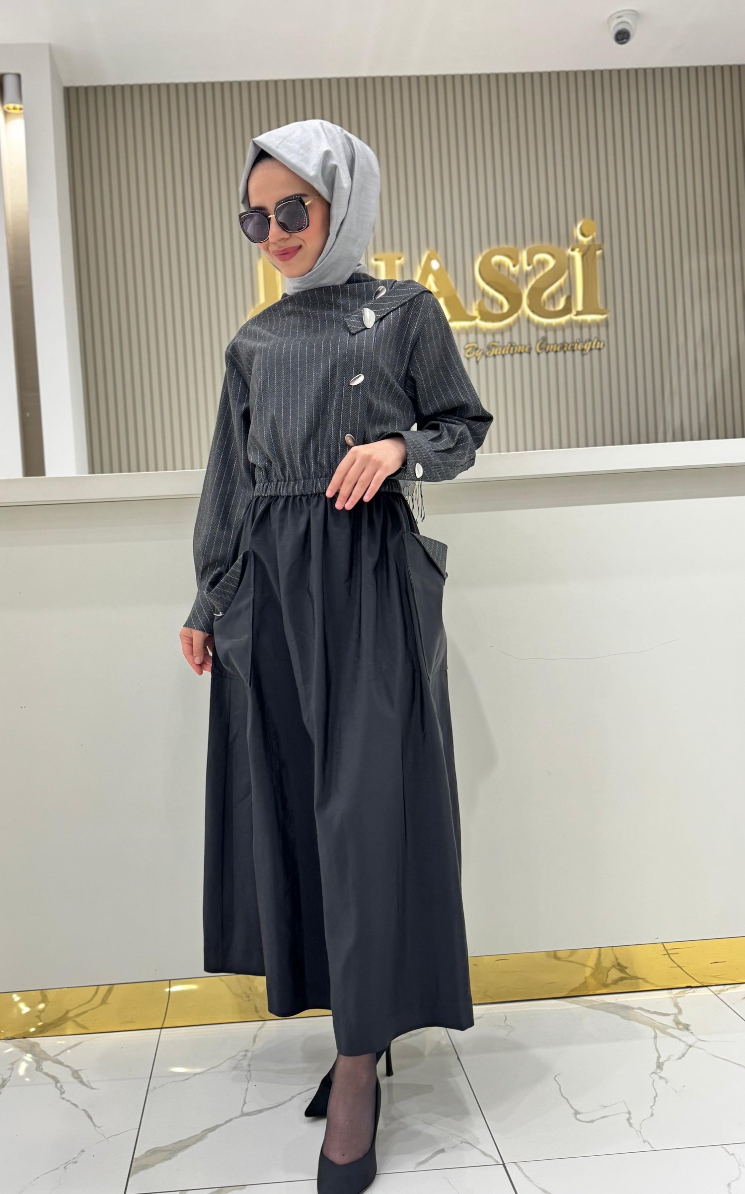 Clande 5027 Elbise  - Siyah