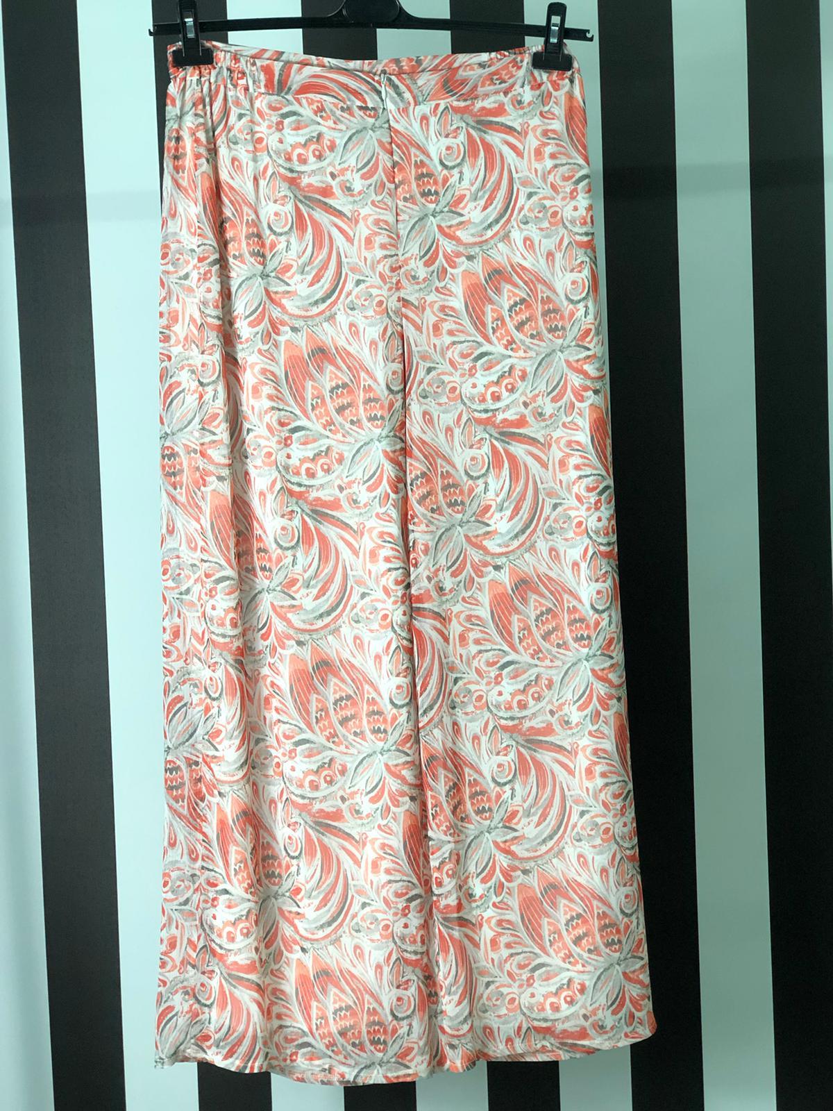 Desenli Şifon Pantolon 8424 - MERCAN