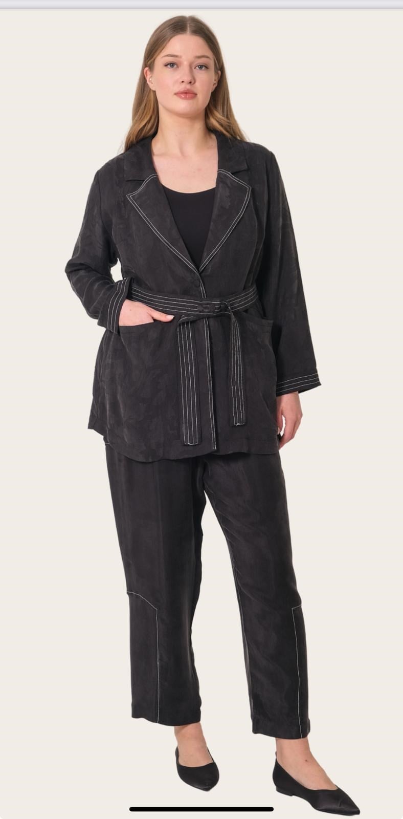 Duassi Büyük Beden  blazer Takım 5791 - SİYAH