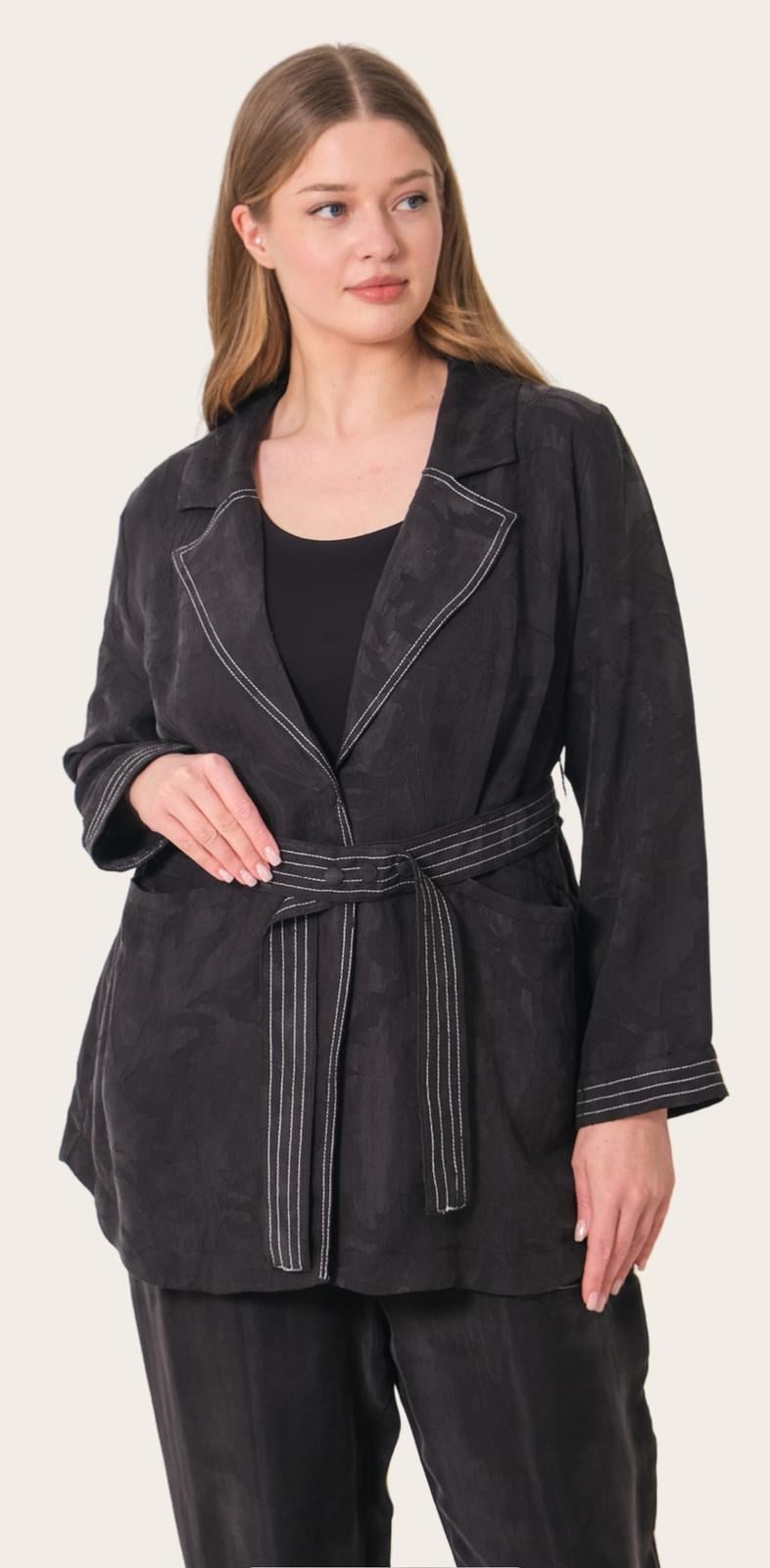 Duassi Büyük Beden  blazer Takım 5791 - SİYAH