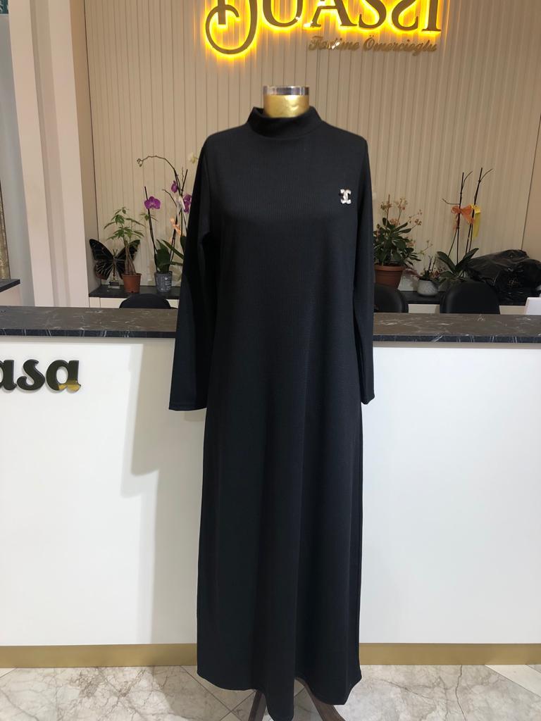 Fitilli Viskon Kumaş Elbise 944 - SİYAH