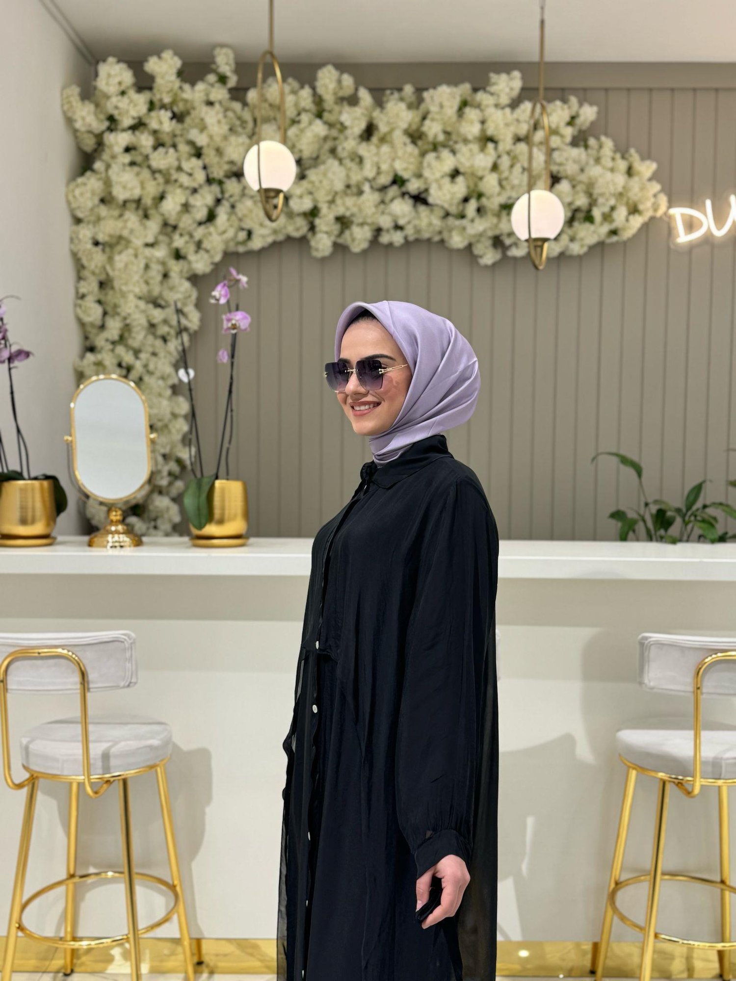 Florence Düğmeli Gömlek Elbise 3016-S - SİYAH