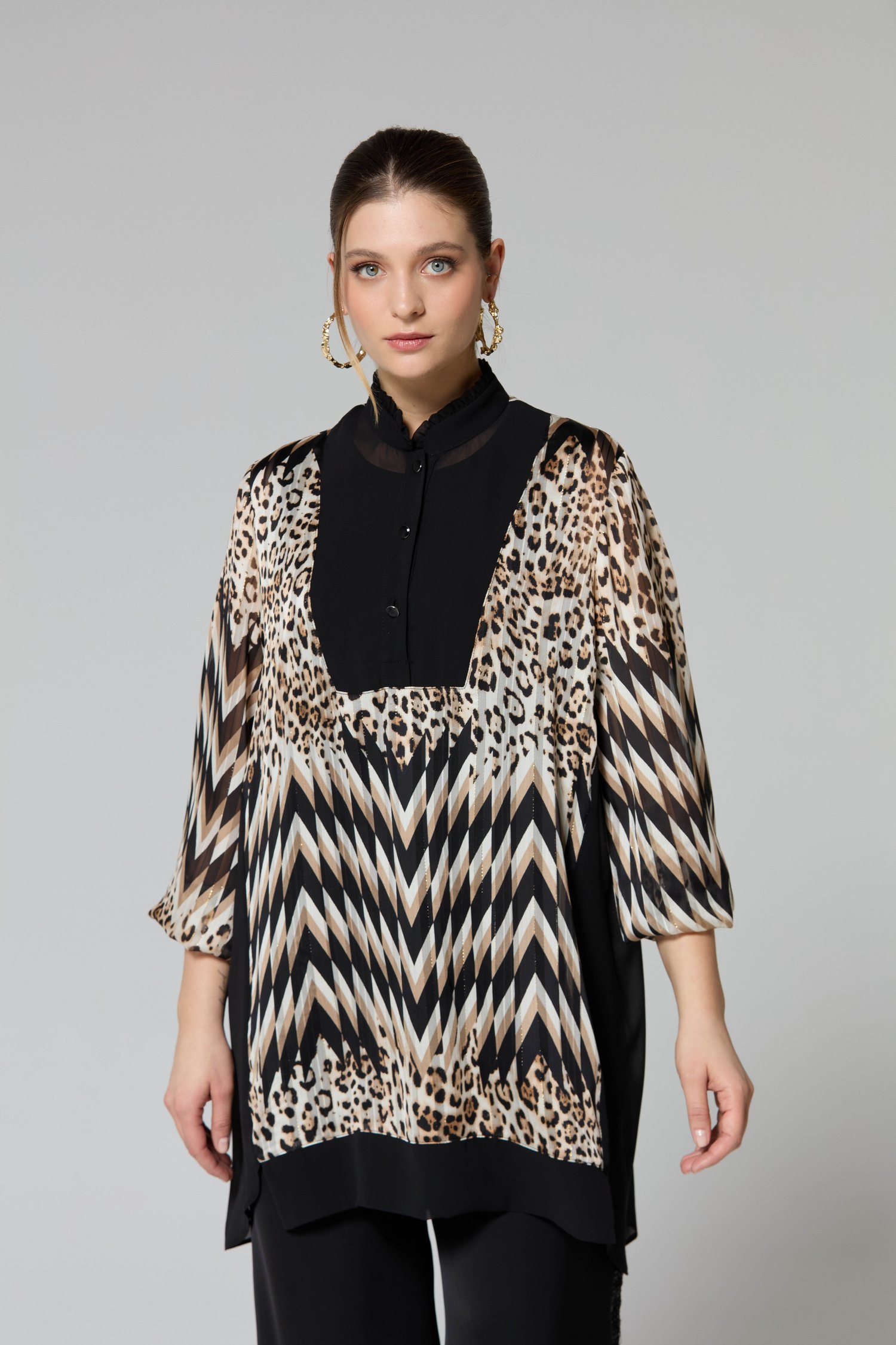 Fuat Gürşen Leopar Tunik 3305 - SİYAH