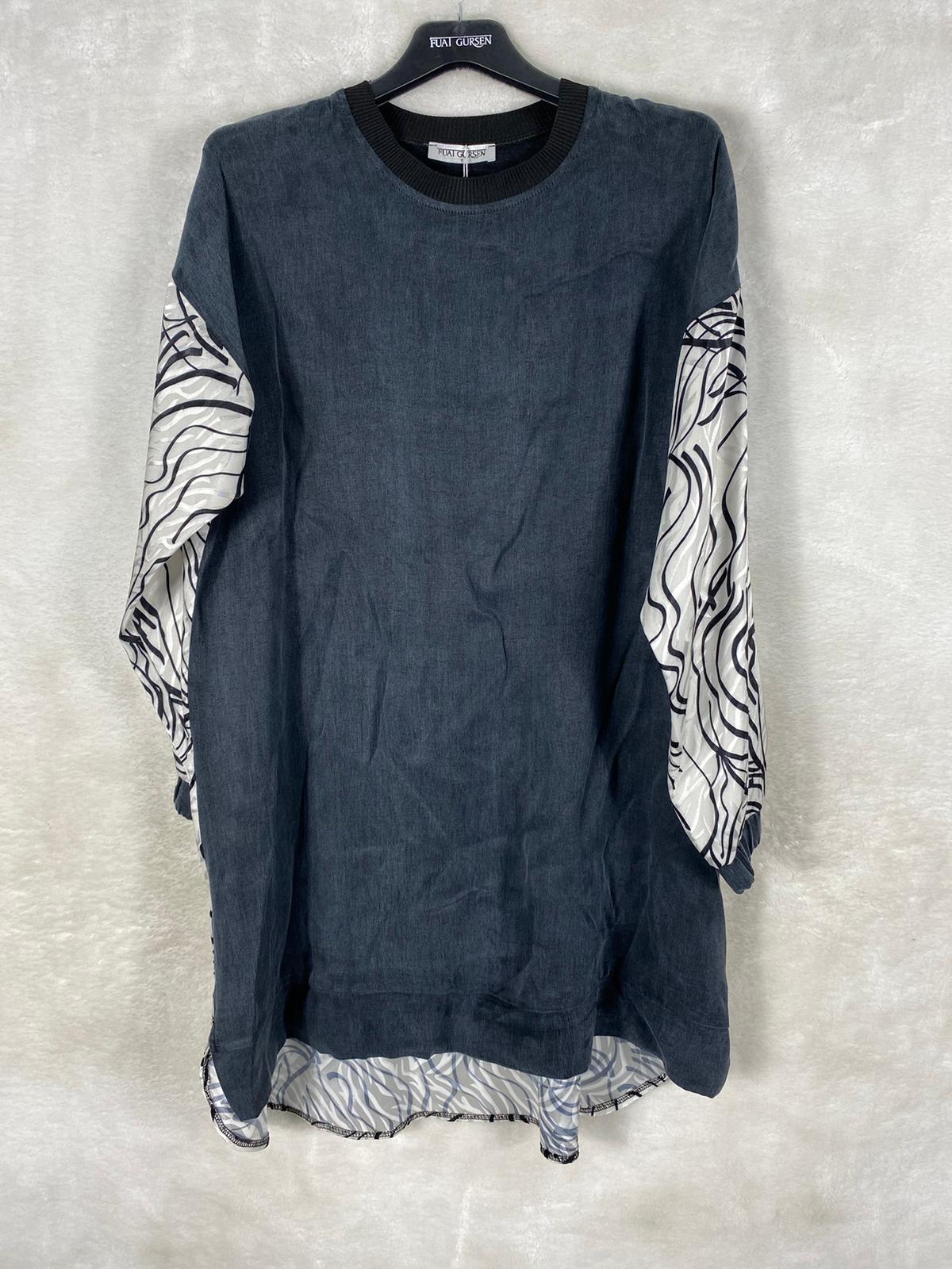 Fuat Gürşen Zebra Desenli Tunik 1348 - SİYAH