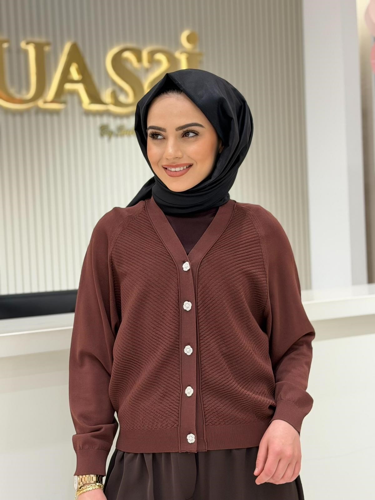 Ghisa 3183 Hırka  - KAHVE