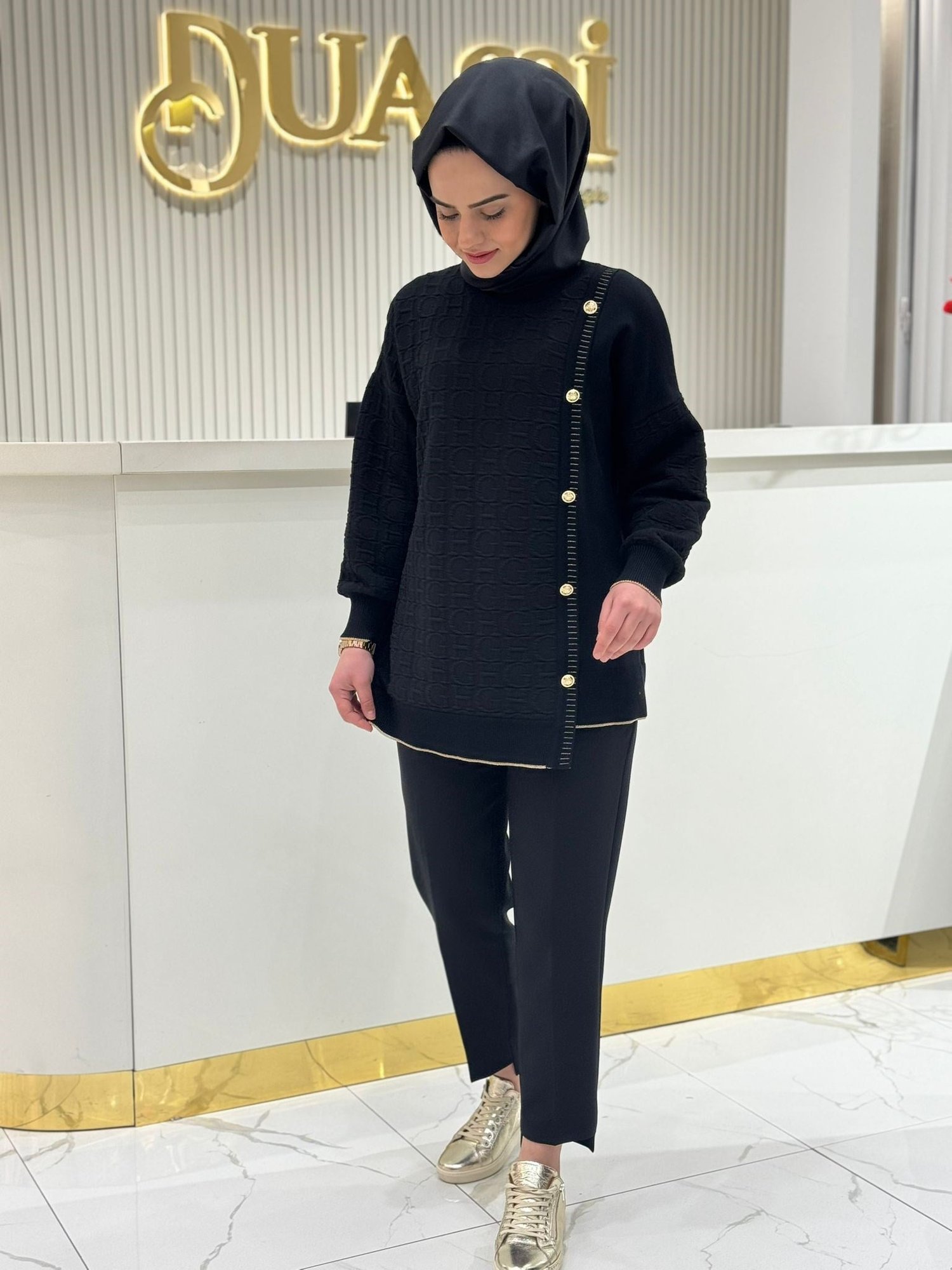 Ghisa 4801  Asimetrik Triko Mixli Tunik