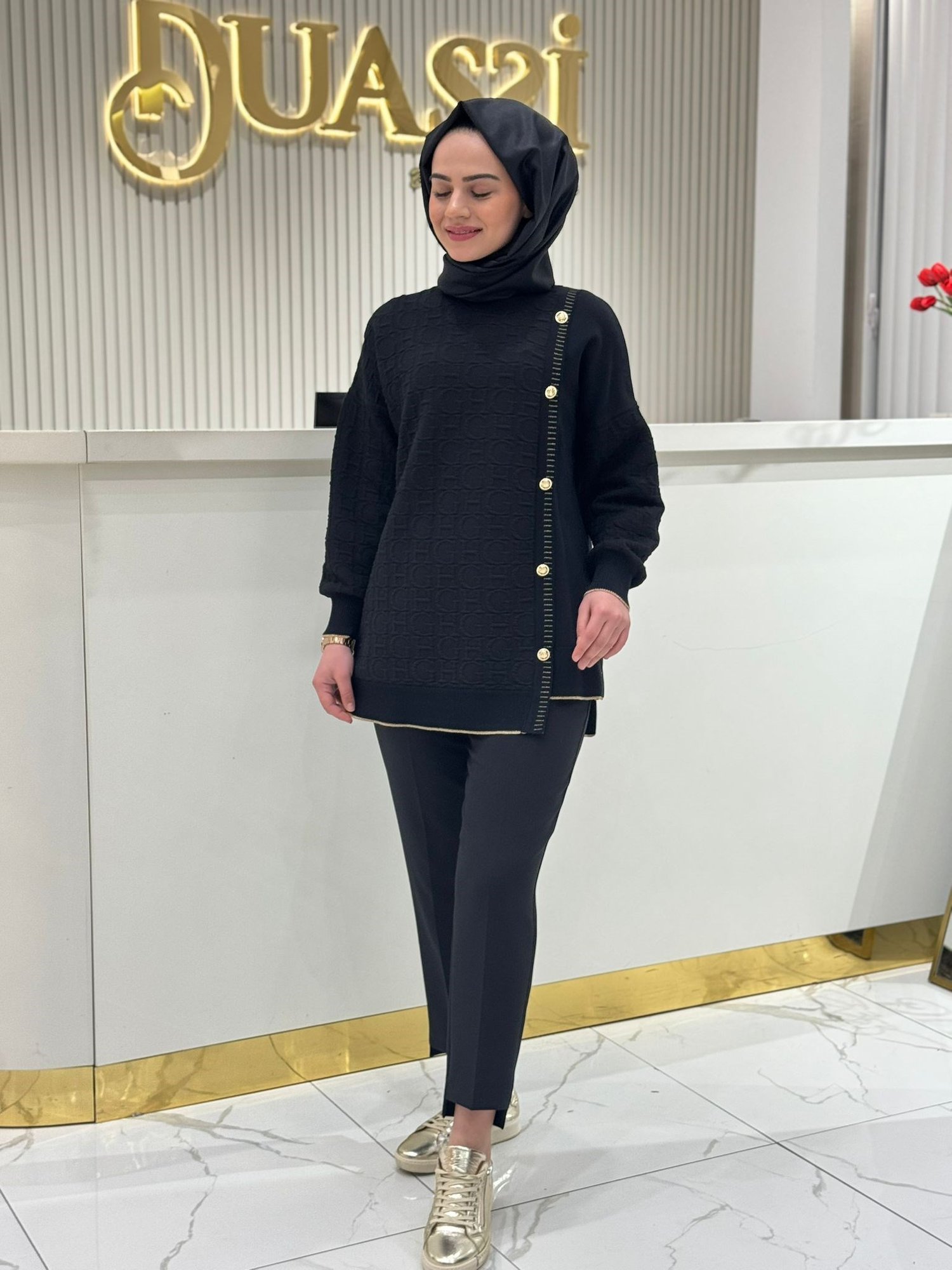 Ghisa 4801  Asimetrik Triko Mixli Tunik