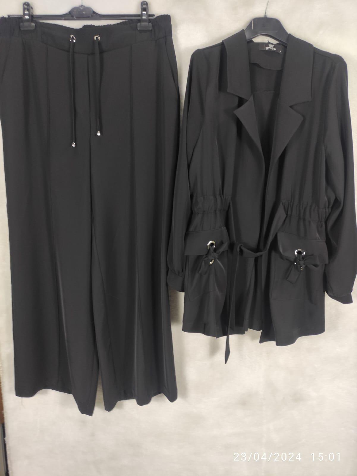 Ghisa Beli Lastikli Ceket Pantolon Takımı 3860 - SİYAH