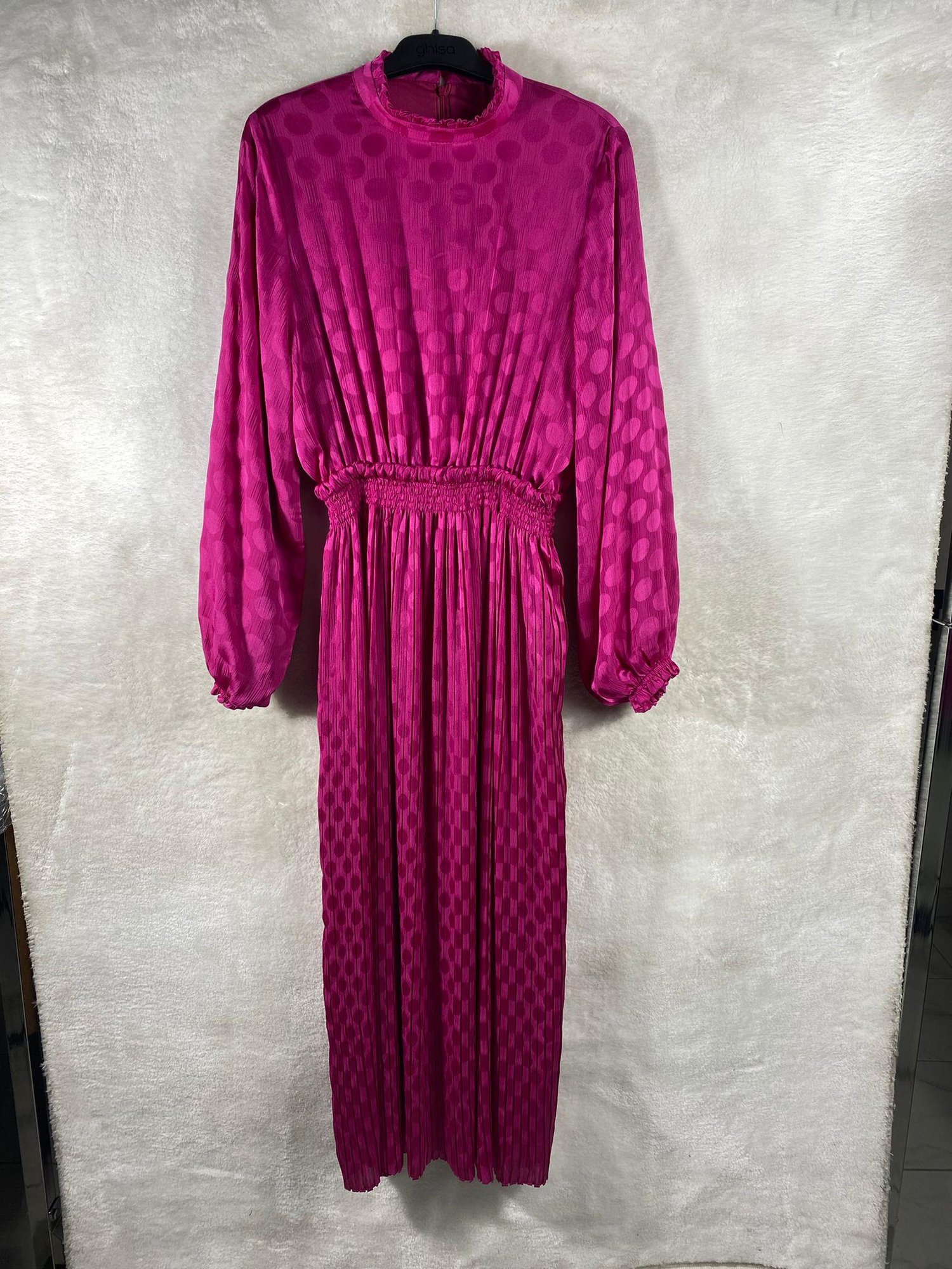 Ghisa Beli Lastikli Elbise 4004 - fuşya