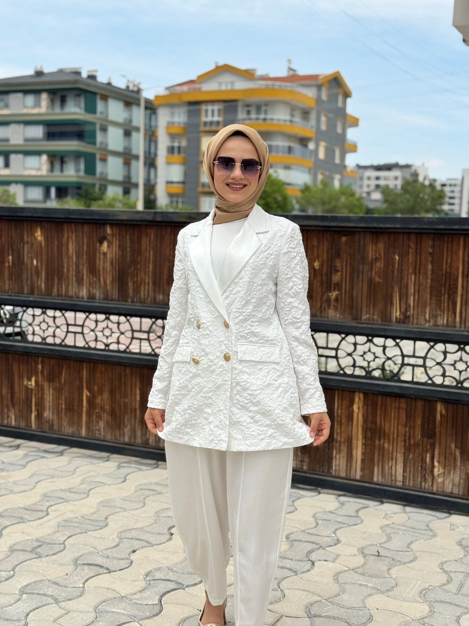 Ghisa Blazer Takım 3110 - Beyaz
