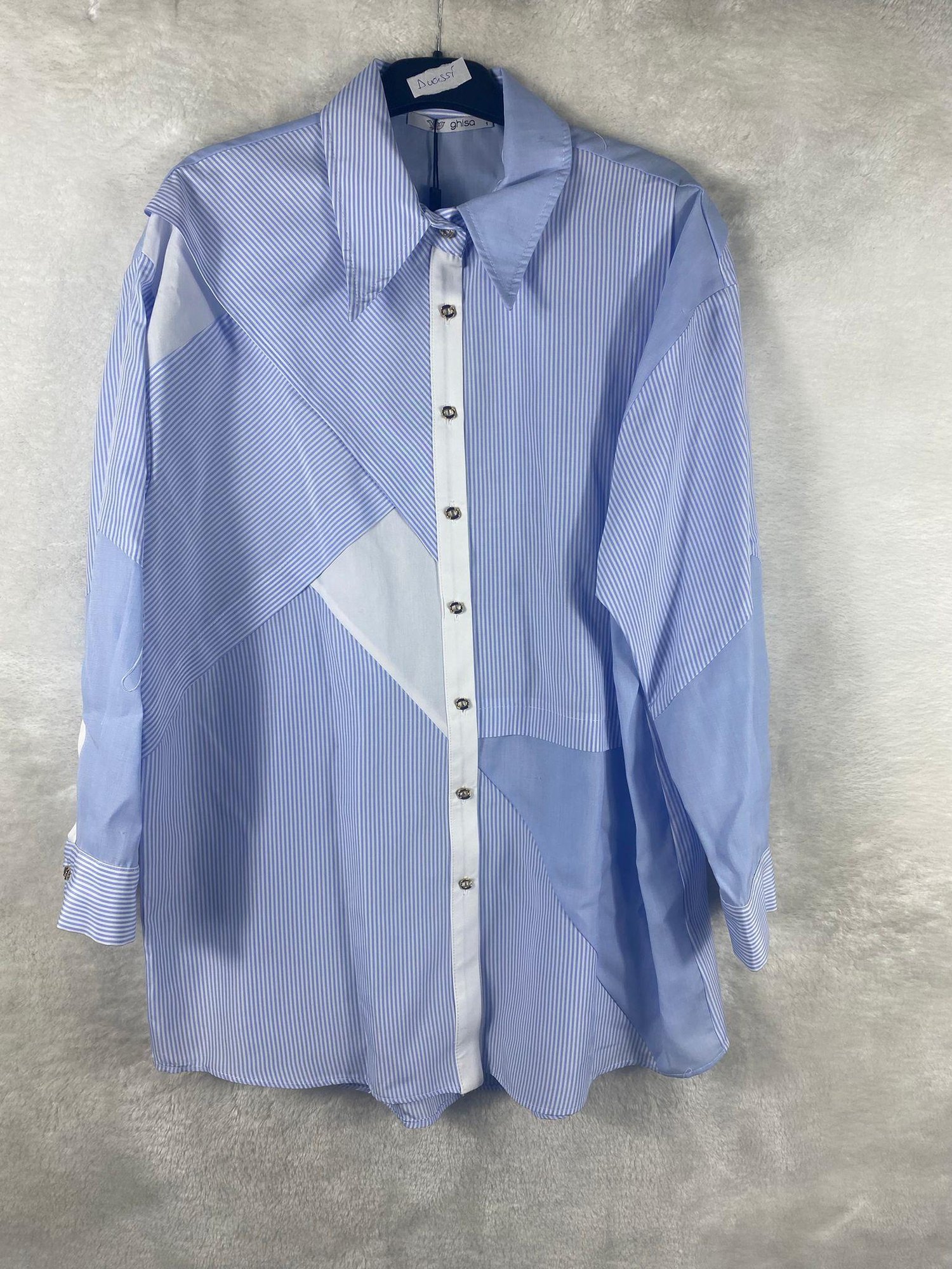 Ghisa Bloklu Çizgili Tunik 4513 - MAVİ