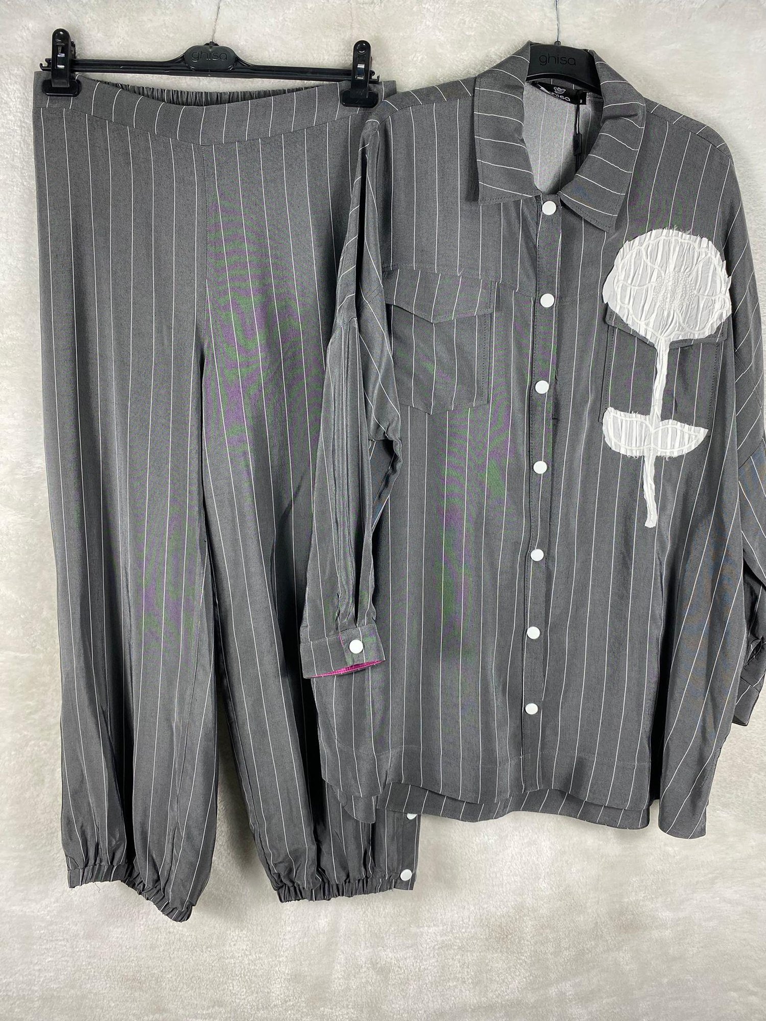 Ghisa Çizgili Tunik Pantolon Takımı 4603 - GRİ