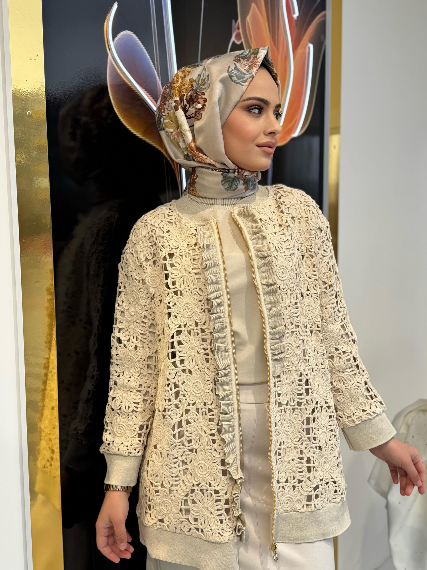 Ghisa Dantel Detaylı Ceket 3075 - TAŞ