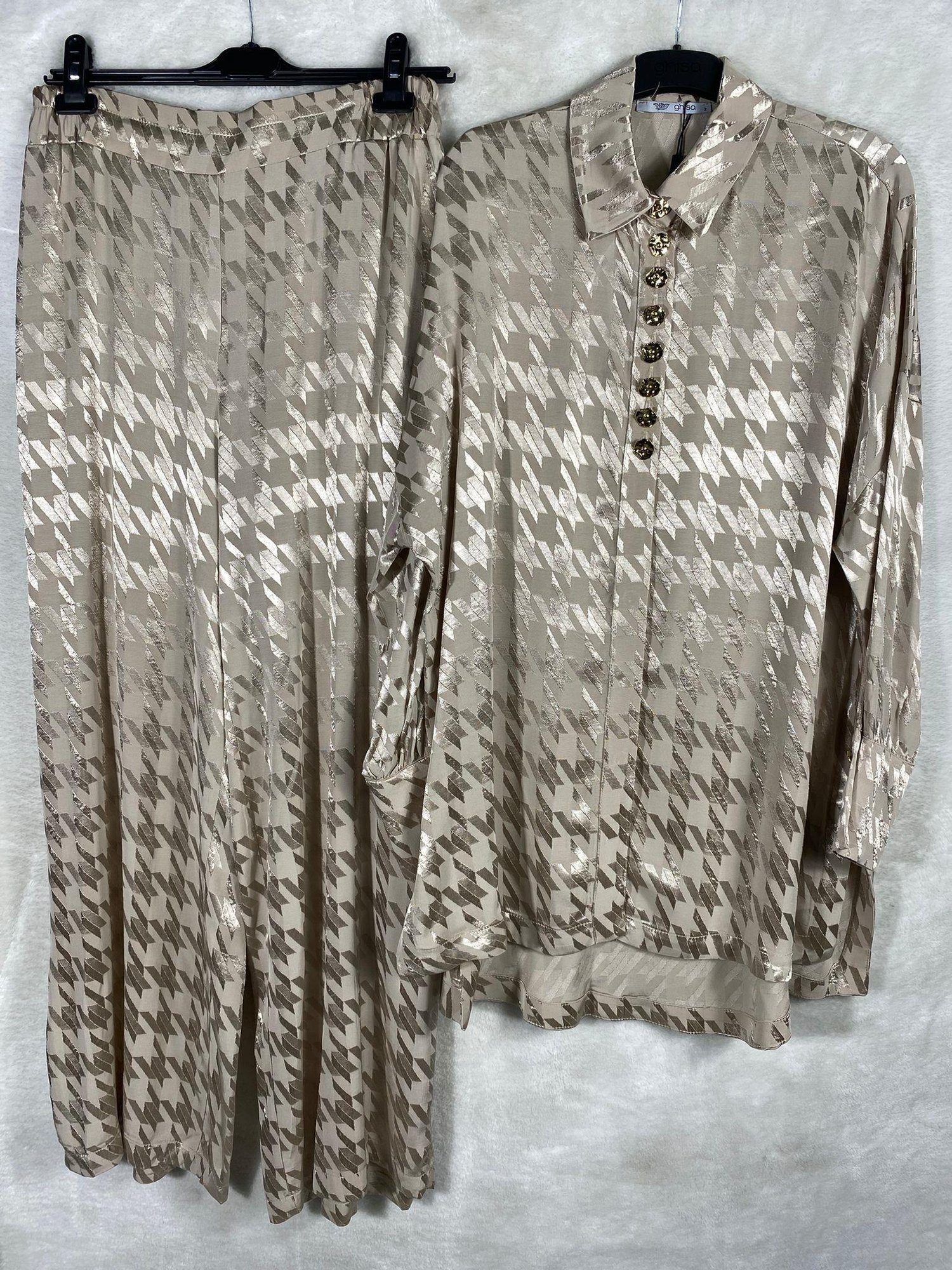 Ghisa Düğme Detaylı Tunik Pantolon Takımı 4634 - TAŞ