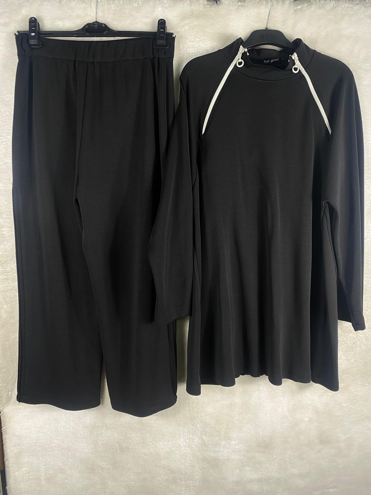 Ghisa Fermuarlı Tunik Pantolon Takımı 4531 - SİYAH
