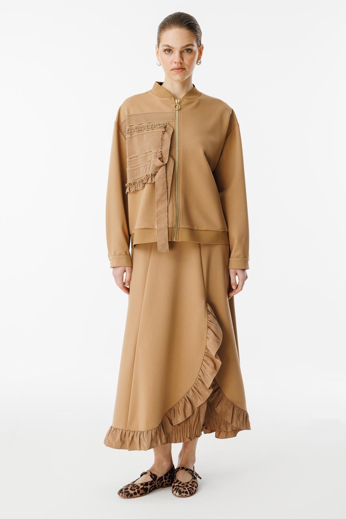 Ghisa Fırfır Detaylı Etekli Takım 25YGSCKT3035 - CAMEL