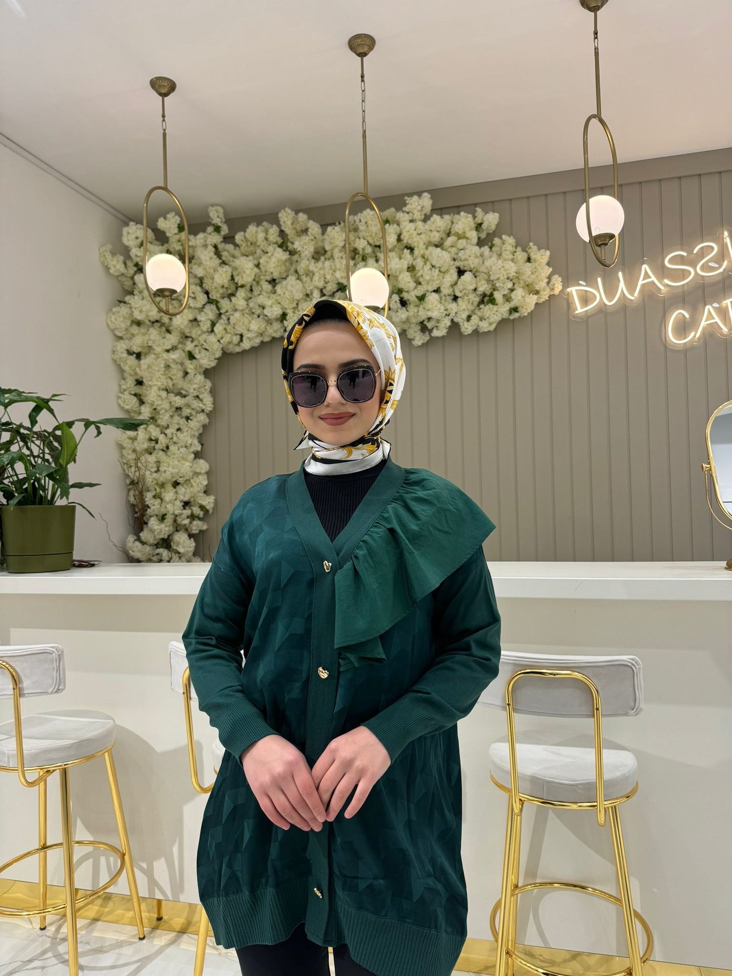 Ghisa Fırfırlı Triko Detaylı Hırka 3603 - YEŞİL