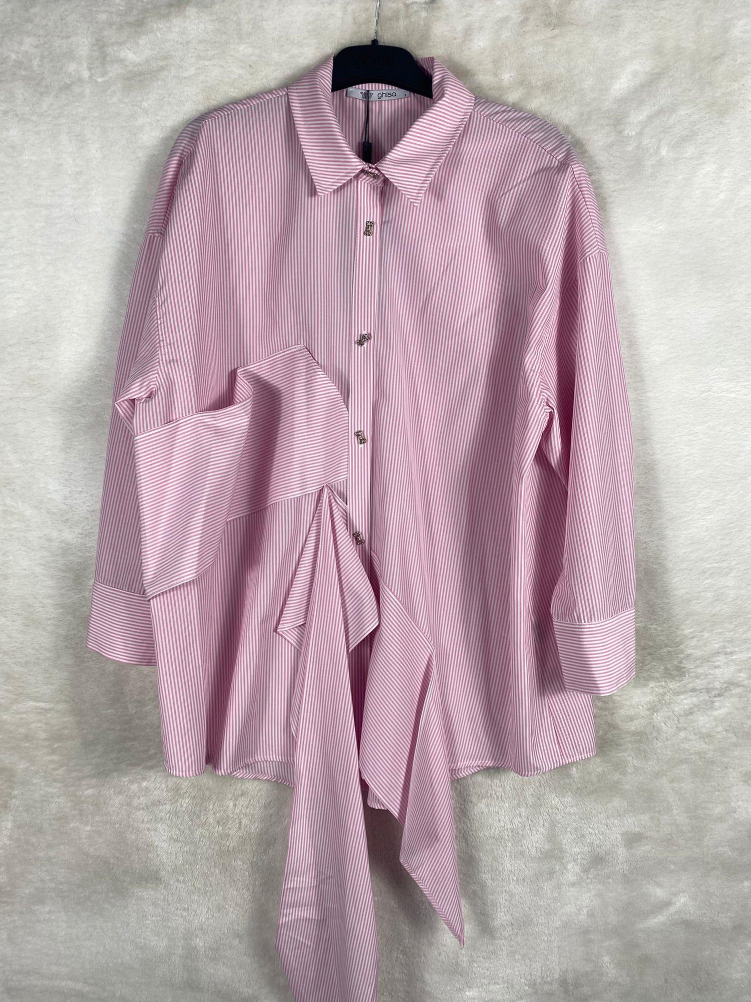 Ghisa Gömlek Yaka Çizgili Tunik 4627 - PEMBE