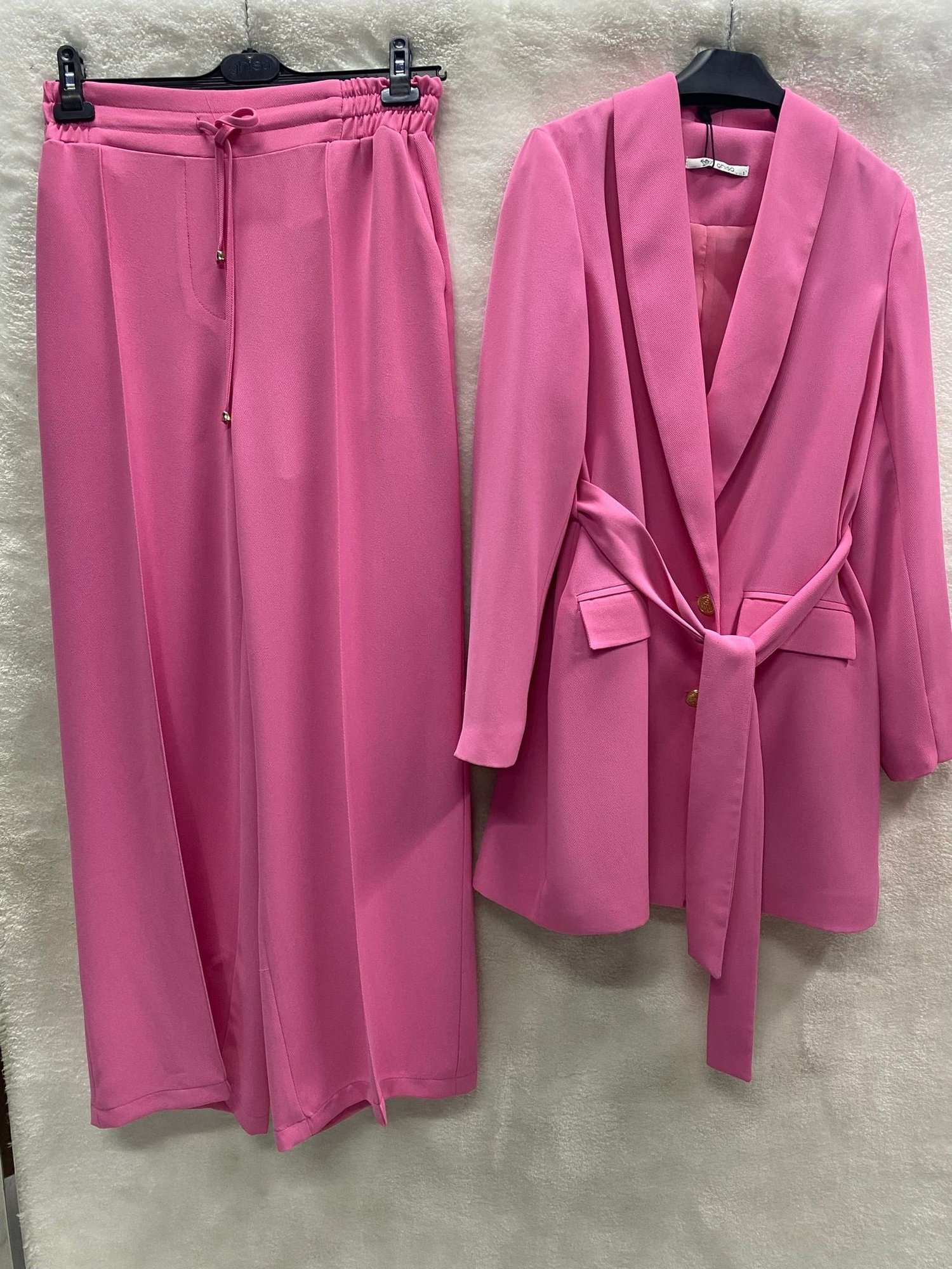 Ghisa Kuşaklı Ceket Pantolon Takımı 3420 - PEMBE