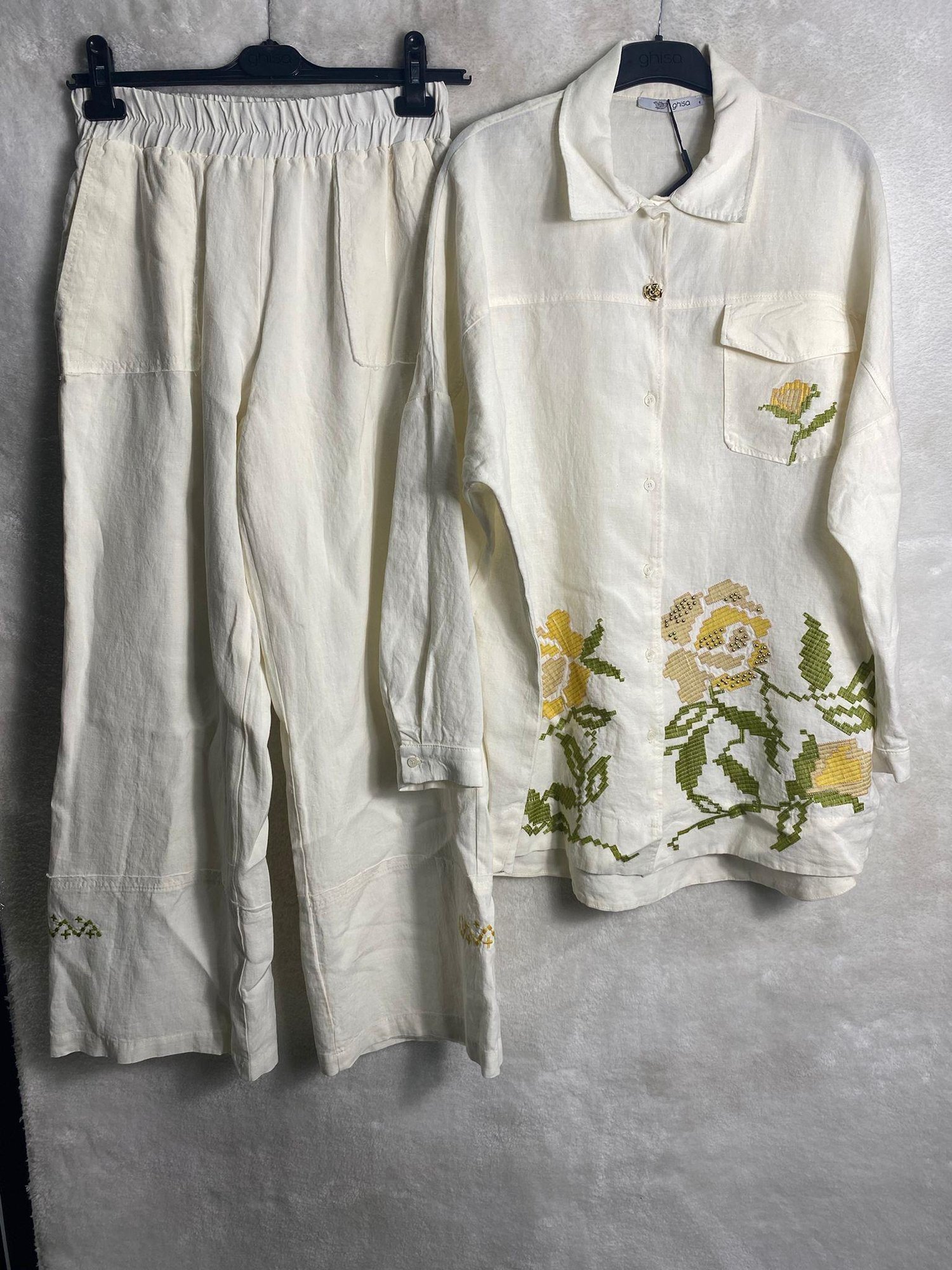 Ghisa Nakışlı Tunik Pantolon Takımı 4601 - EKRU