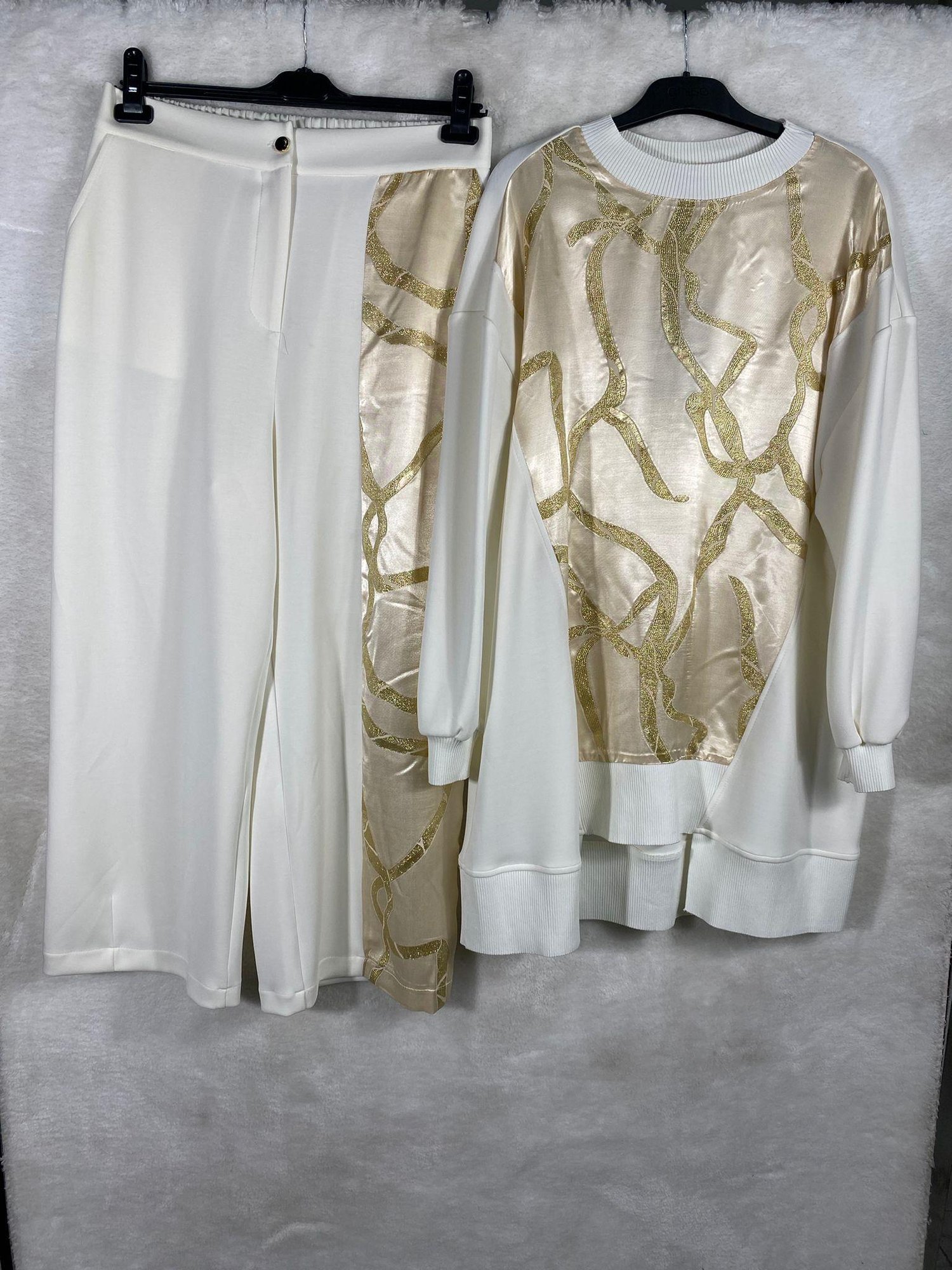 Ghisa Ribana Detaylı Tunik Pantolon Takımı 4540 - Gold