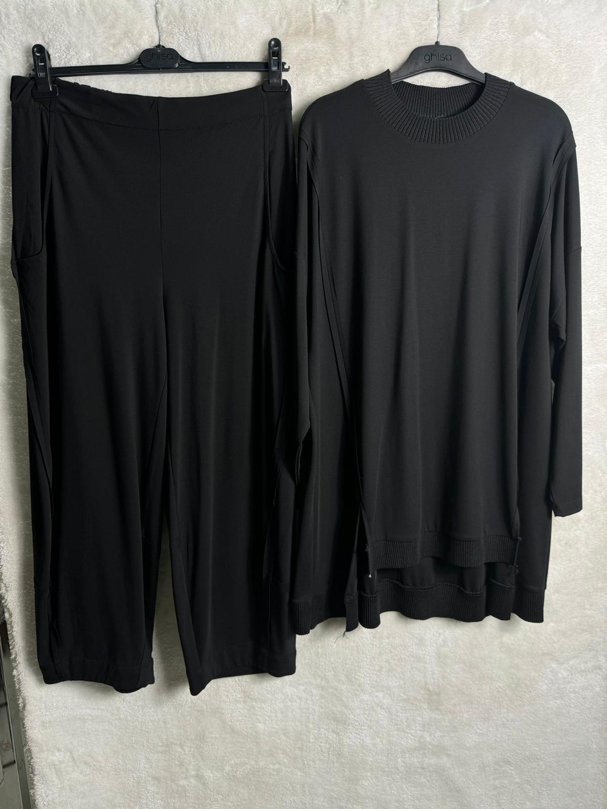 Ghisa Ribana Detaylı Tunik Pantolon Takımı 4554 - SİYAH