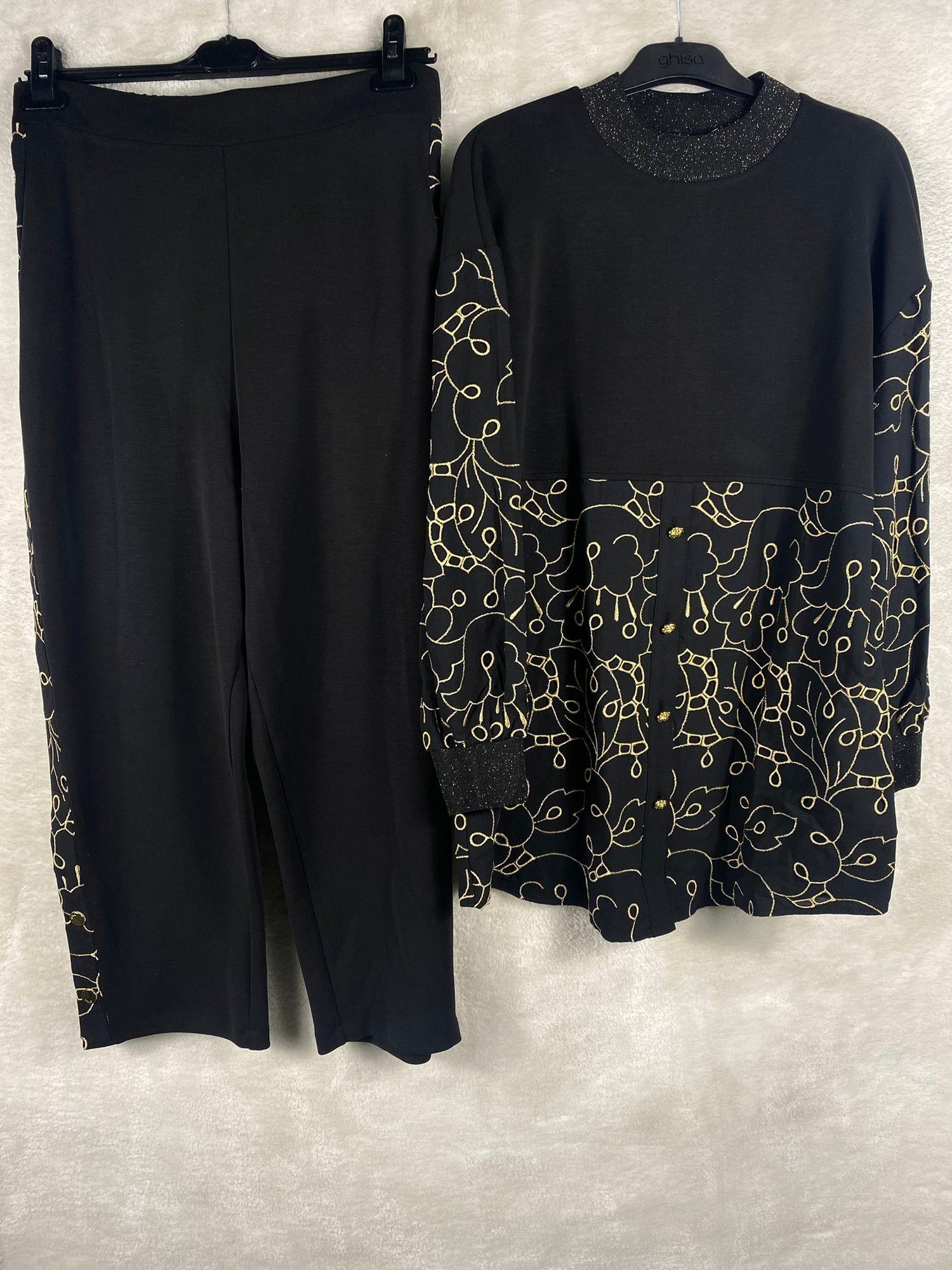 Ghisa Ribanalı Tunik Pantolon Takımı 4635 - SİYAH
