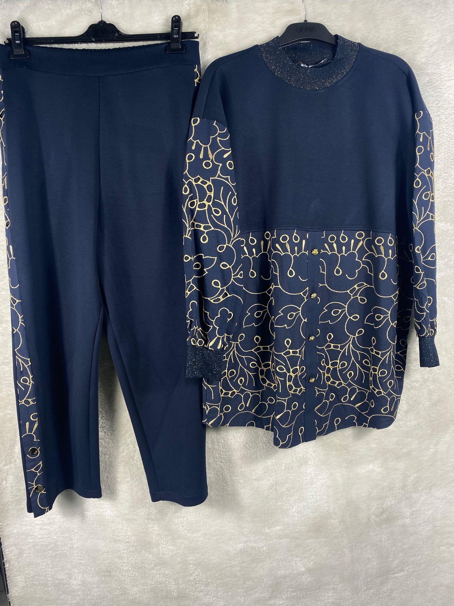 Ghisa Ribanalı Tunik Pantolon Takımı 4635 - LACİVERT