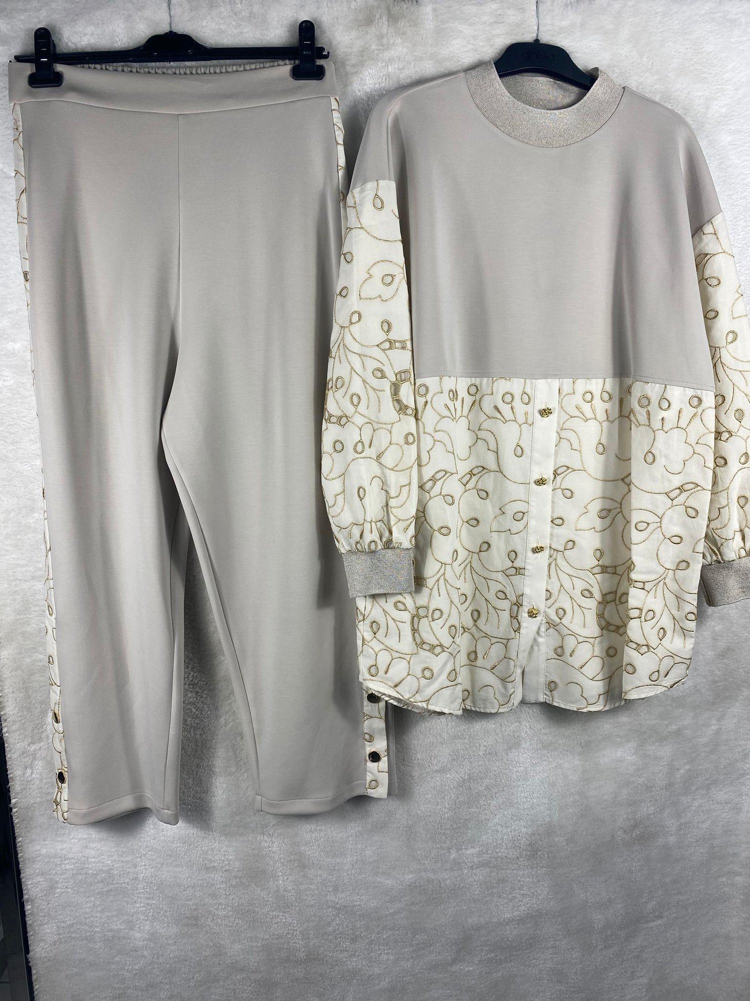 Ghisa Ribanalı Tunik Pantolon Takımı 4635 - TAŞ