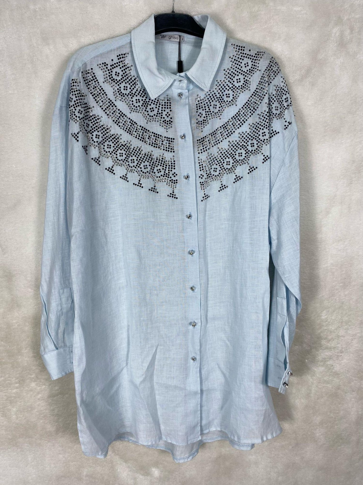 Ghisa Taş Dizgili Tunik 4488 - MAVİ
