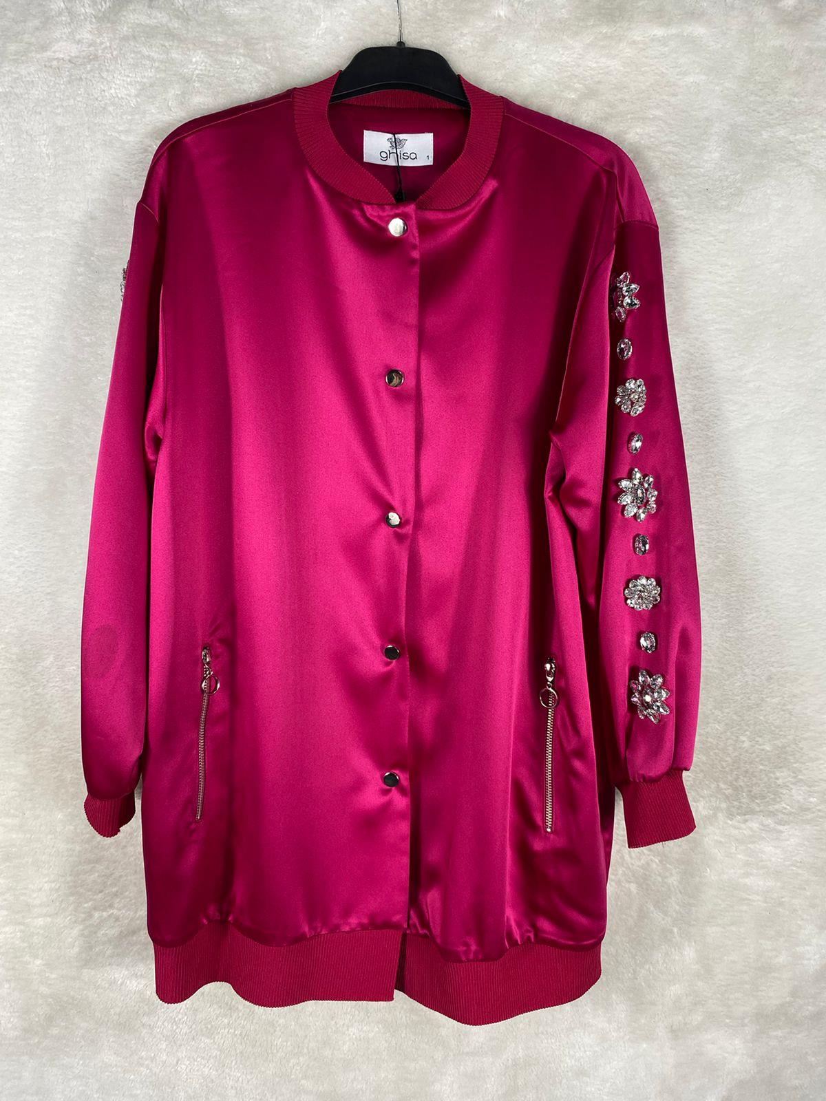 Ghisa Taş Süslemeli Bomber Ceket 3685 - PEMBE