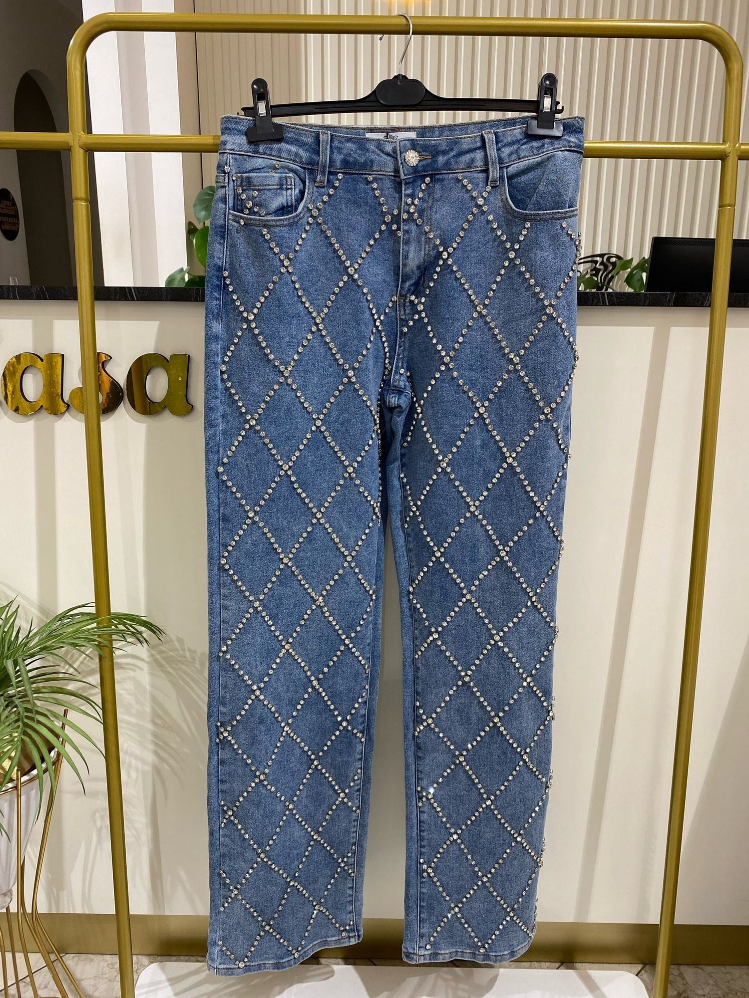 Ghisa Taşlı Kot Pantolon 8700 - MAVİ