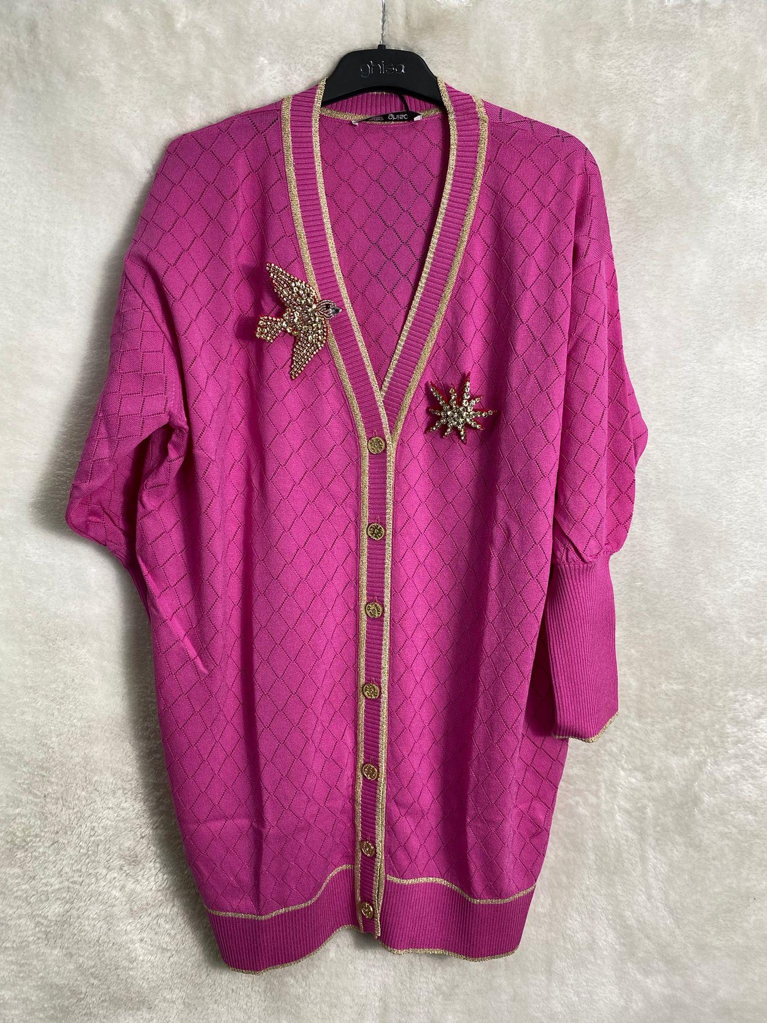 Ghisa Triko Hırka 3898 - PEMBE