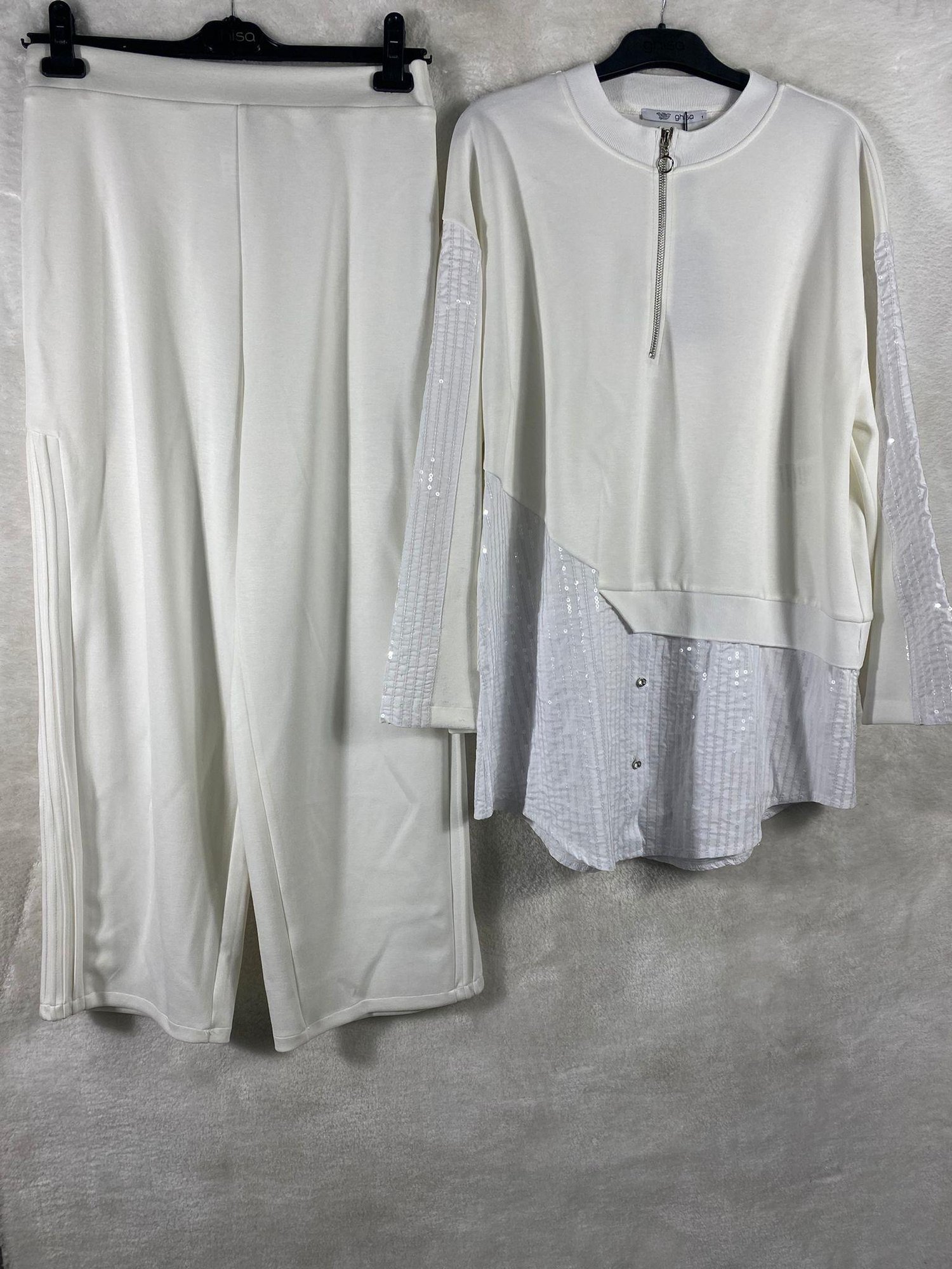 Ghisa Yarım Fermuarlı Tunik Pantolon Takımı 4547 - EKRU