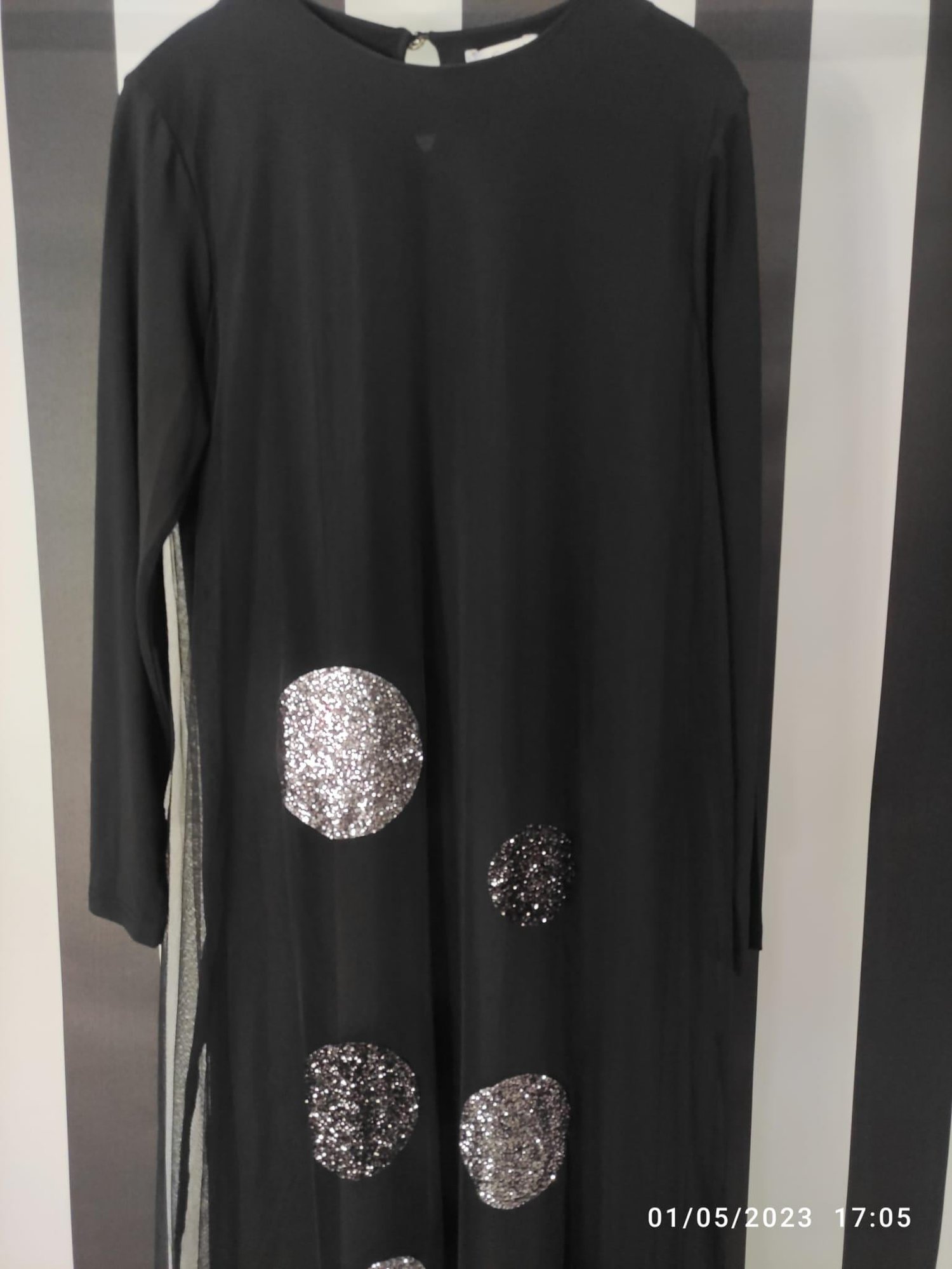 Glitter Tüllü Biyeli Abiye 815 - SİYAH