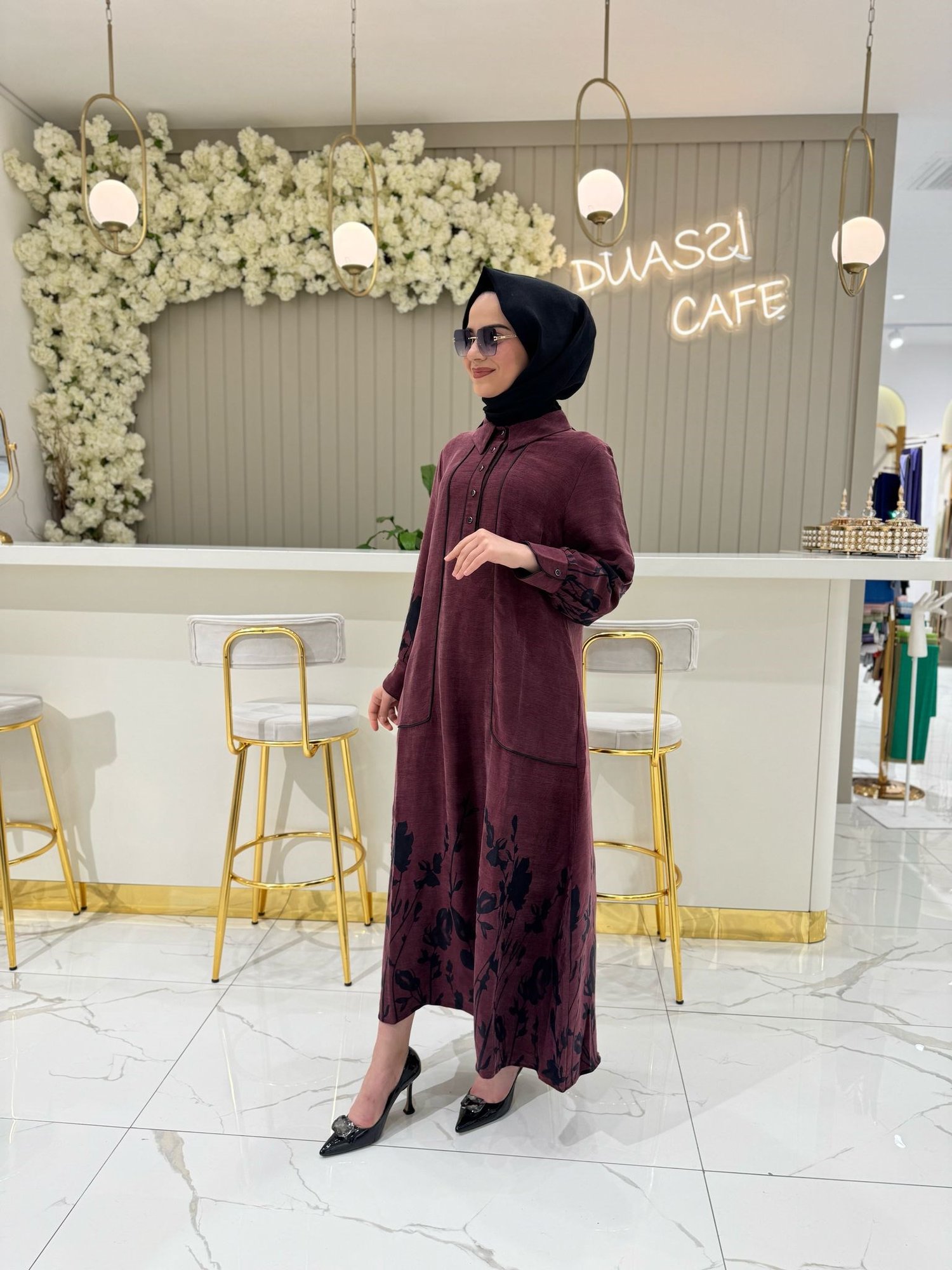 Grey elbise 5782 - BORDO