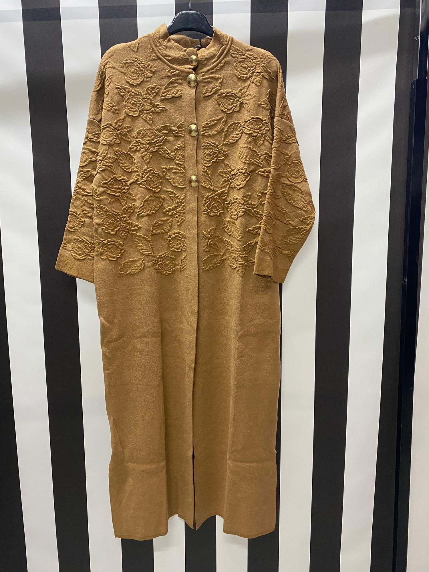 Gül Kabartmalı Triko Hırka 3752 - CAMEL