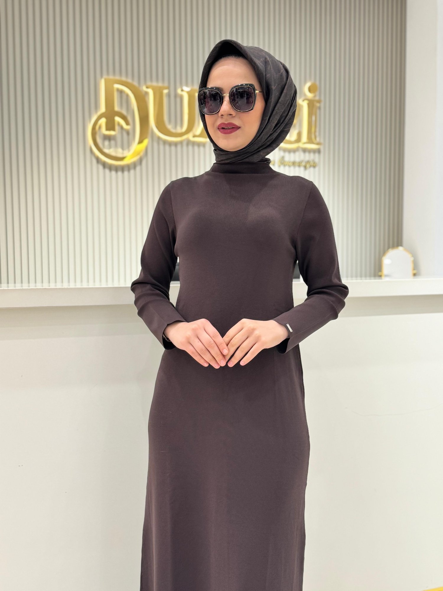 İnvee 7055 Elbise  - KAHVE