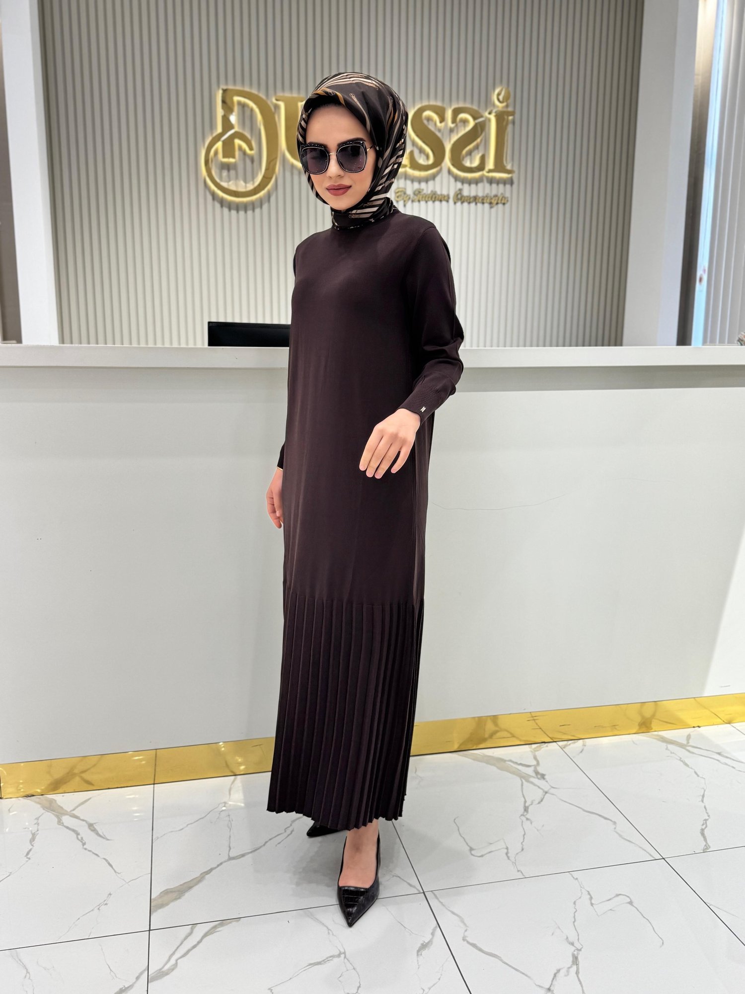 İnvee 7098 Elbise  - KAHVE