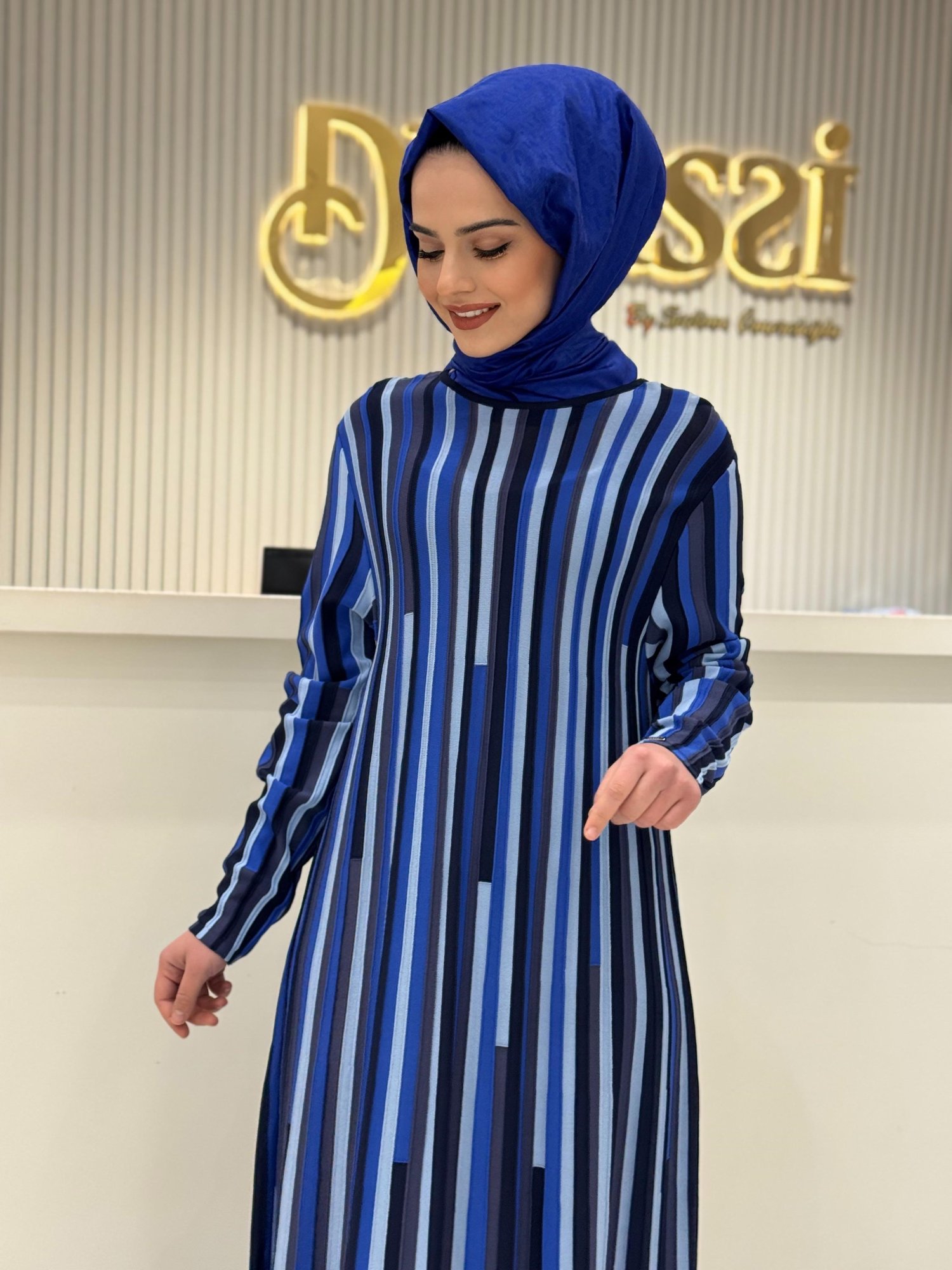 İnvee Piyano Elbise 6407 - LACİVERT