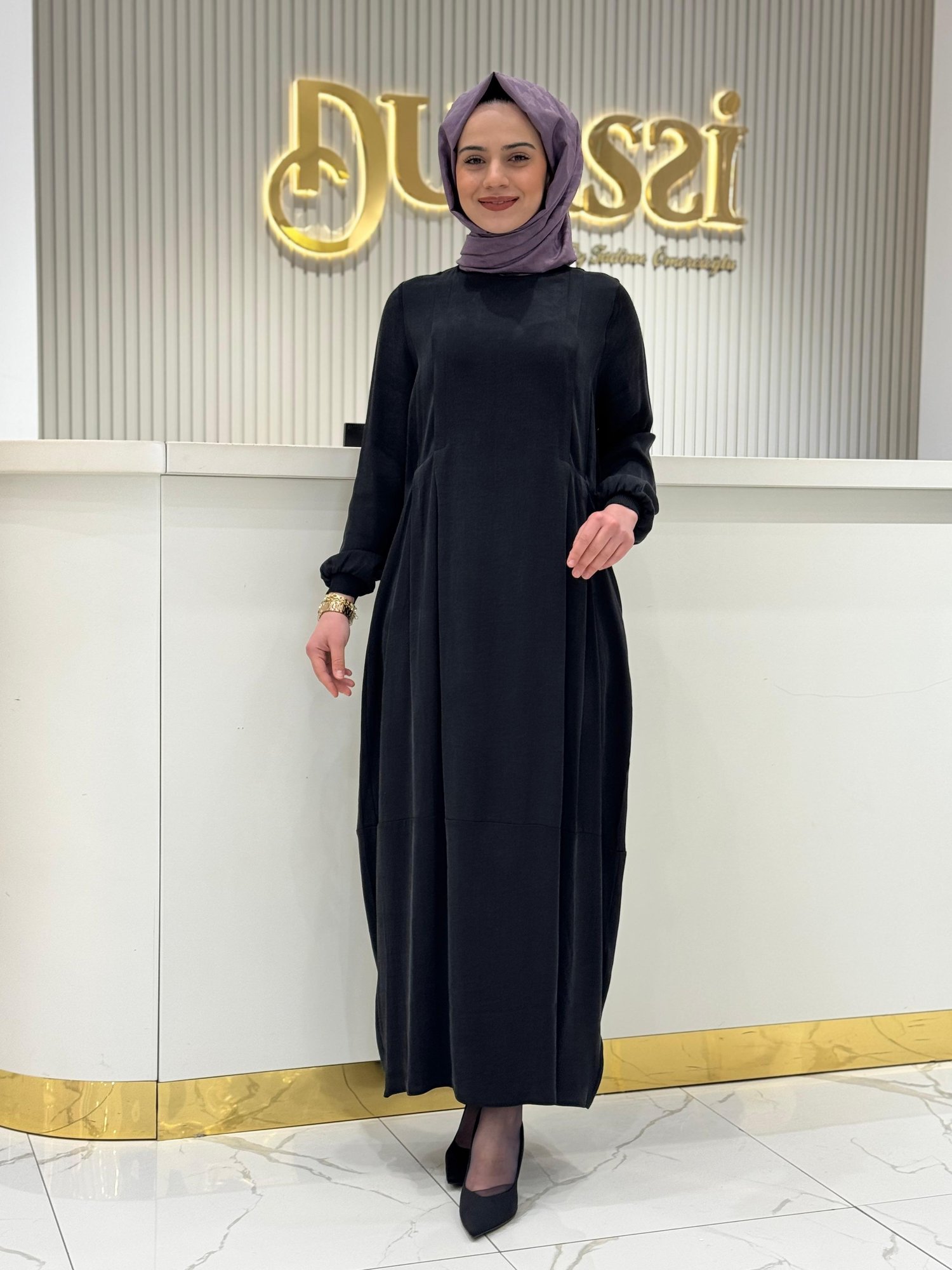 İnvee Tasarım Elbise 7013-S - SİYAH