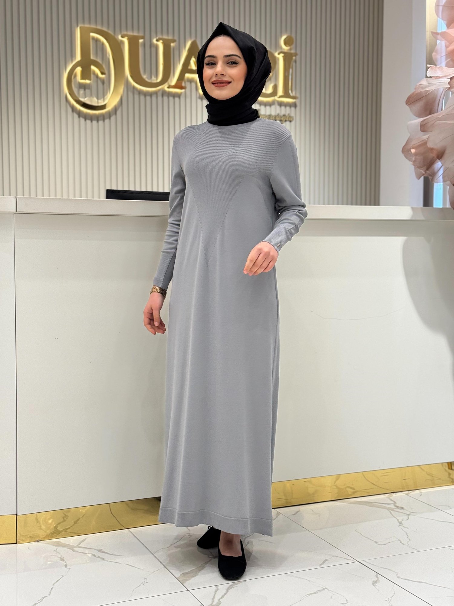 İnvee Triko Elbise 6931 - GRİ