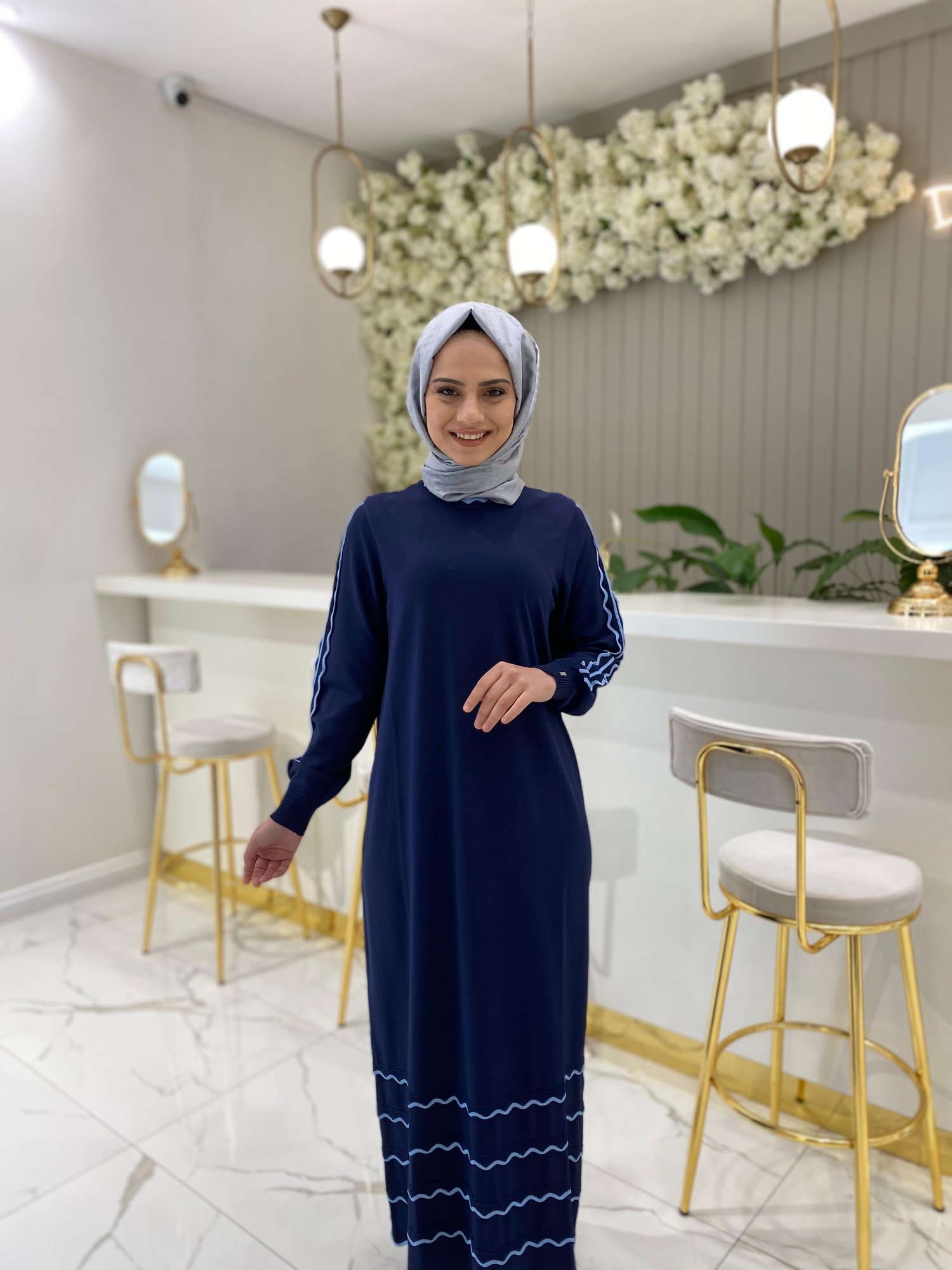 İnvee Triko Elbise 7030 - LACİVERT
