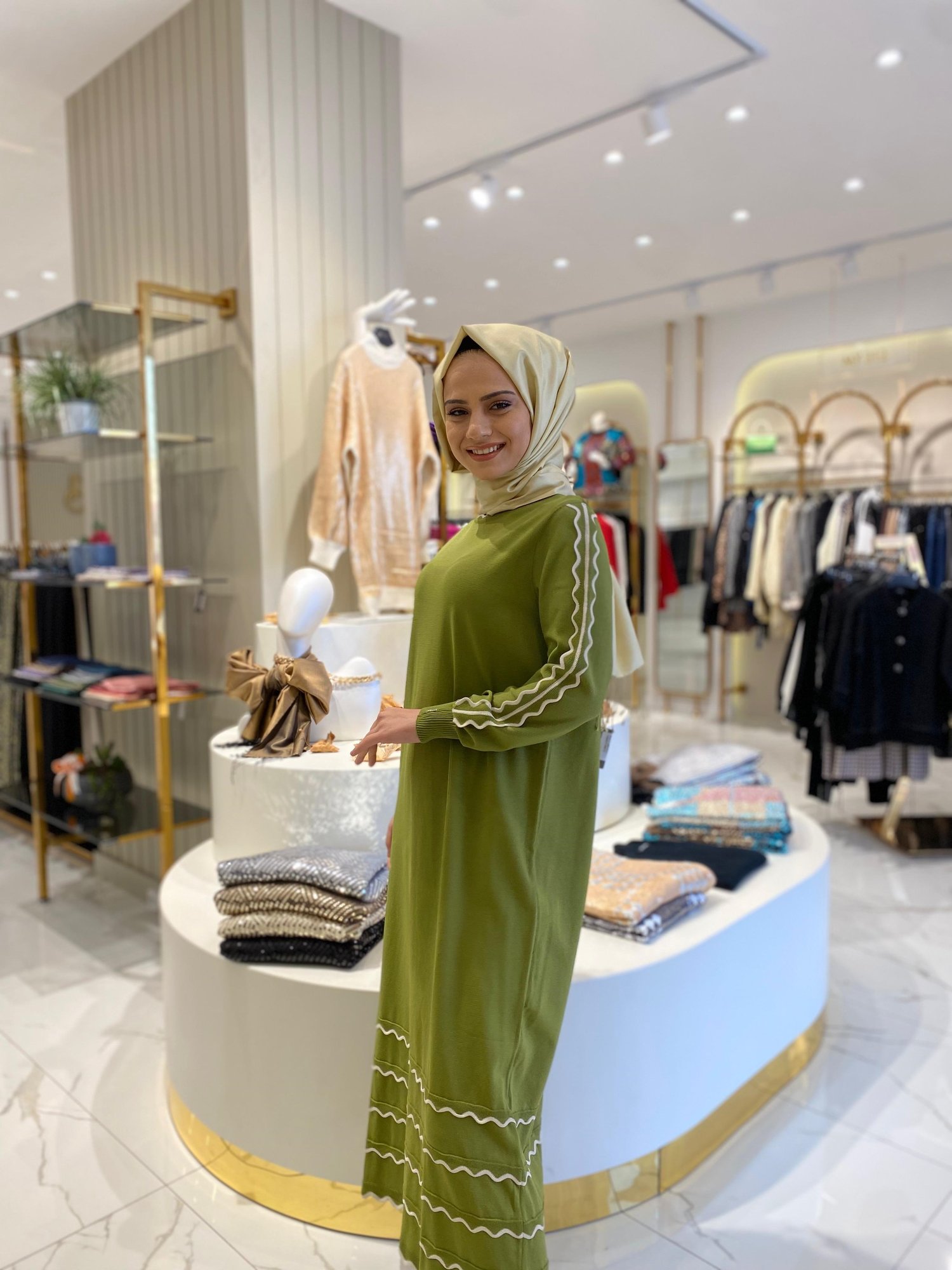 İnvee Triko Elbise 7030 - YEŞİL