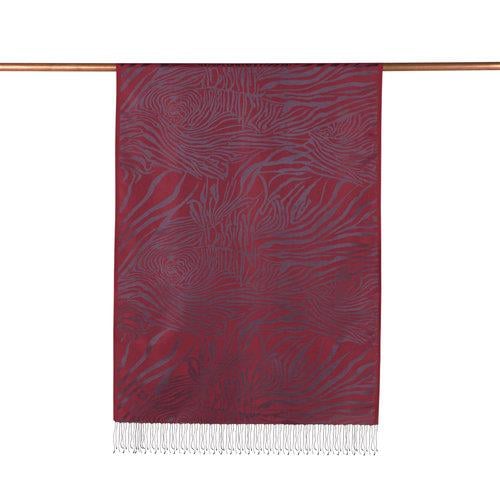 İpekevi Burgundy Zebra Jakar Desenli İpek Şal 51379 - BORDO
