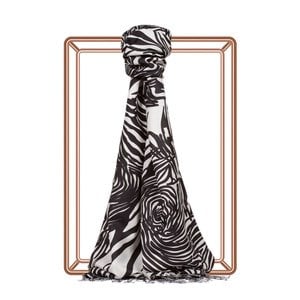 İpekevi Zebra Desenli İpek Şal 2671 - SİYAH