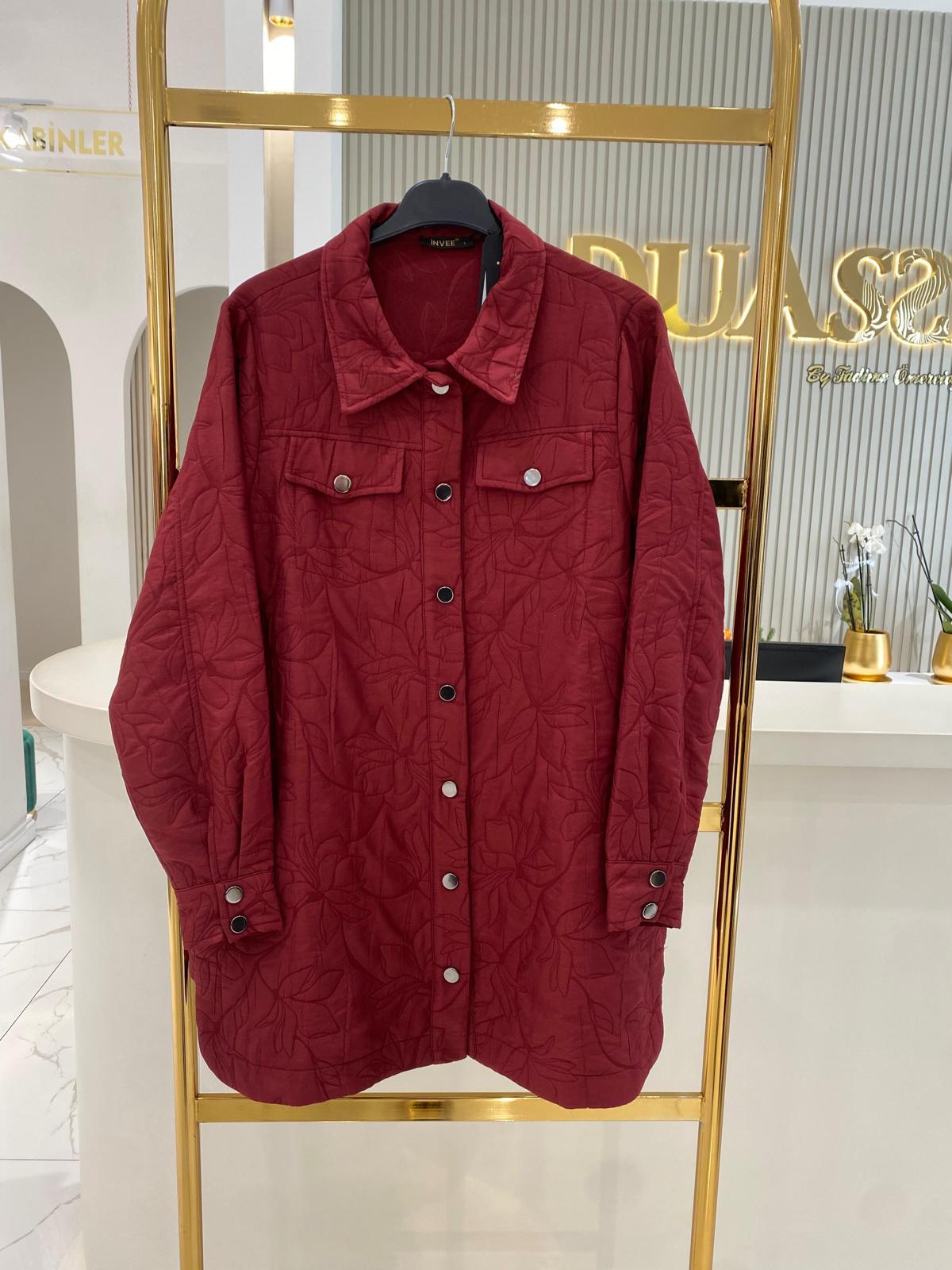 Kapitone Gömlek 6827-B - BORDO