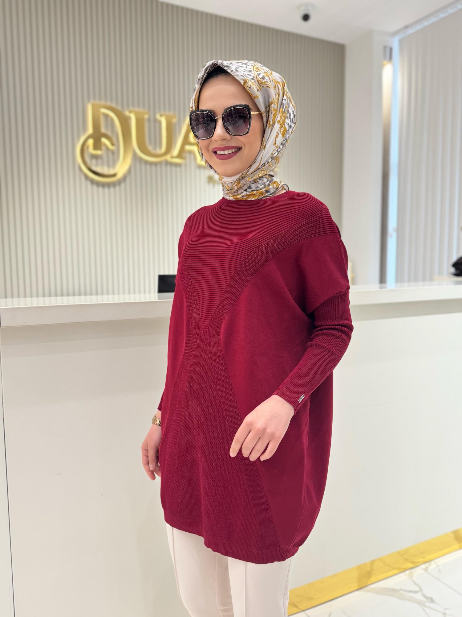 Kum Saati Yürütmeli Triko 6923-B - BORDO